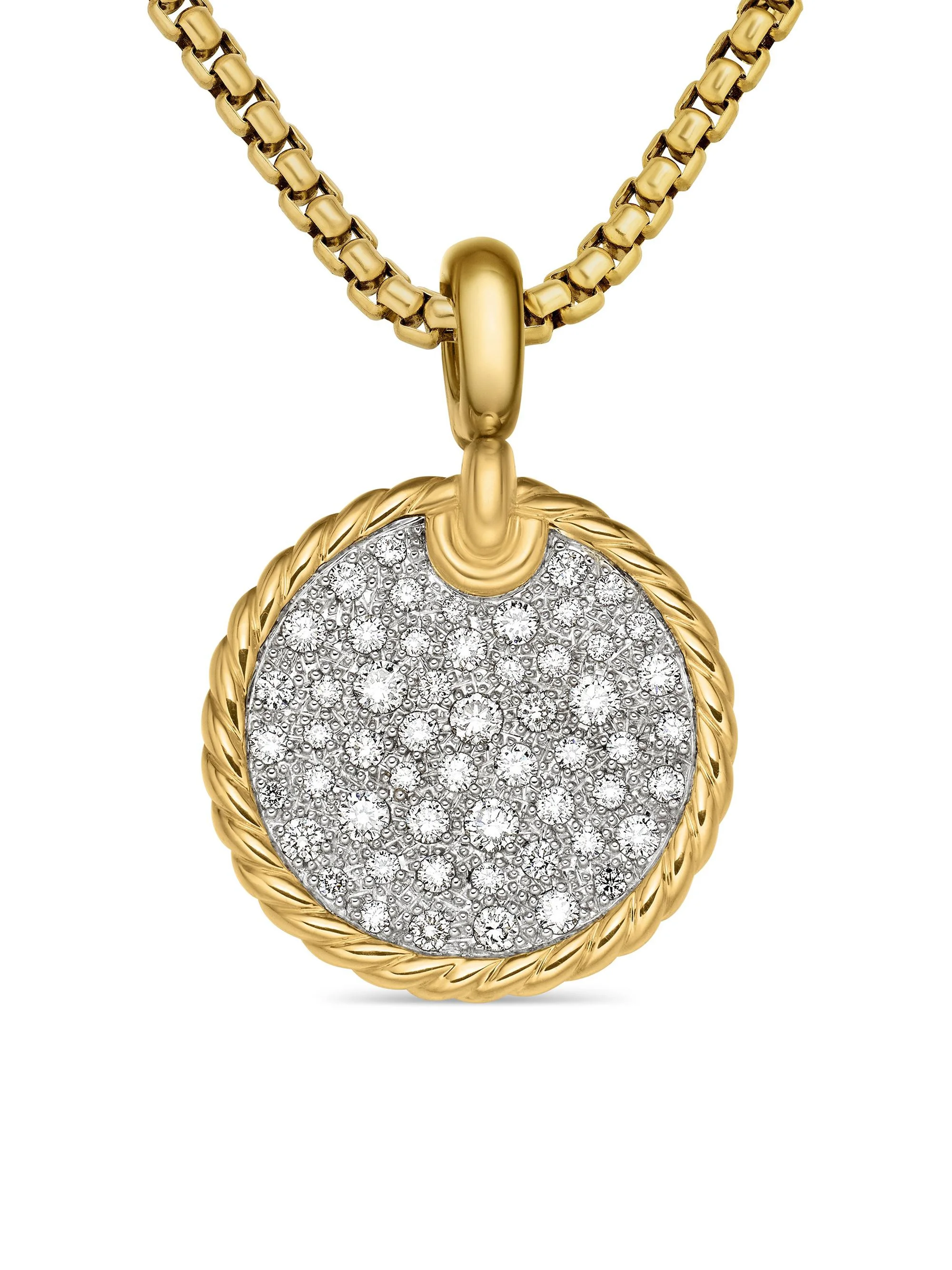 Women's DY Elements Disc Pendant in 18K Yellow Gold with Pav & eacute Diamonds - Diamond - 1