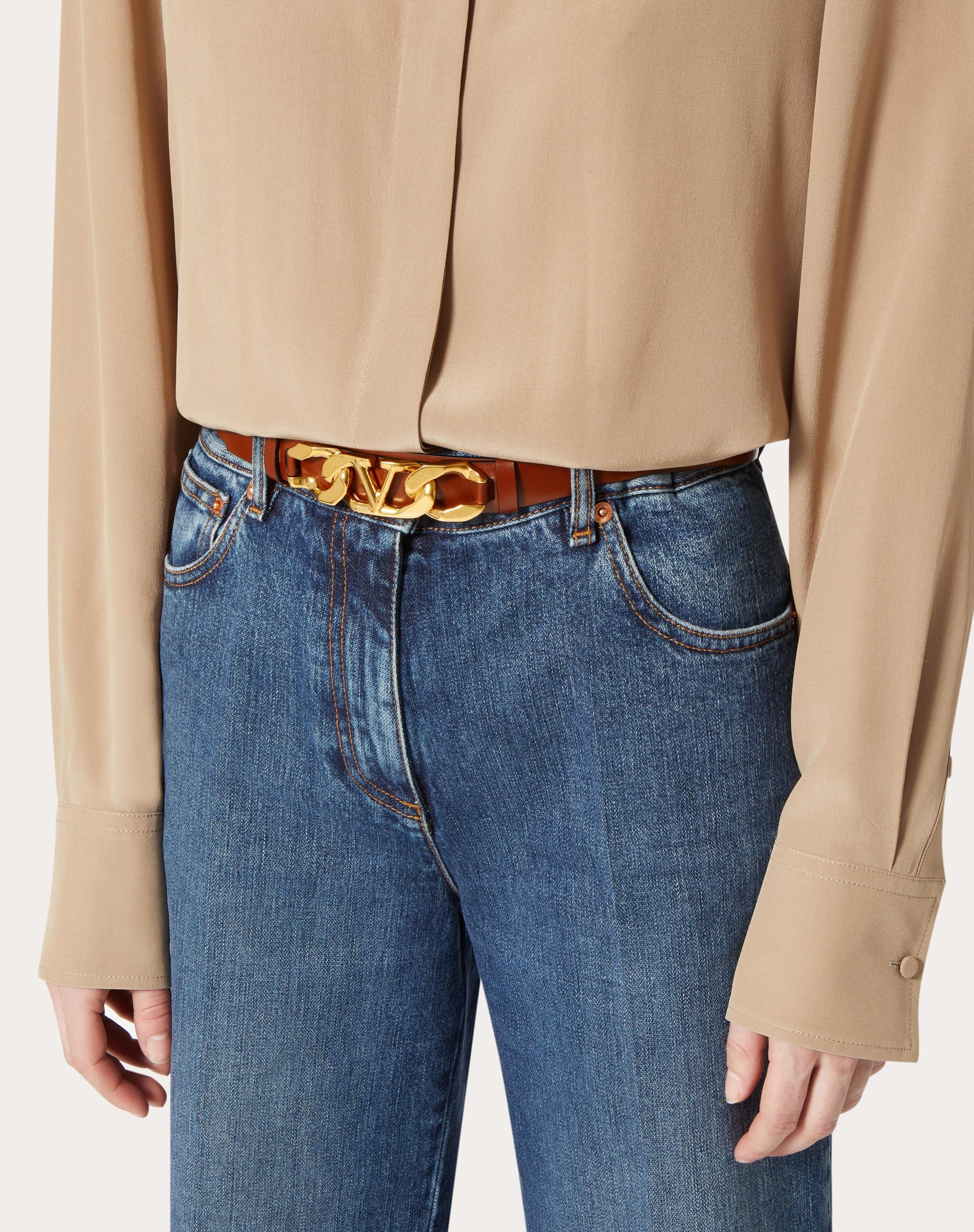 VLOGO CHAIN SHINY CALFSKIN BELT 30 MM - 5