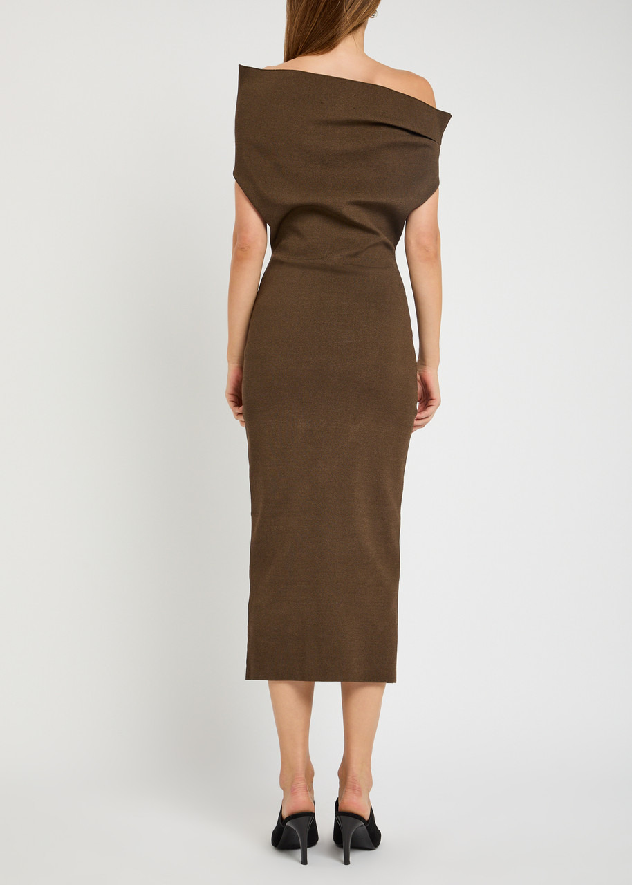 Armarium Debra Asymmetric Stretch-knit Midi Dress - 3