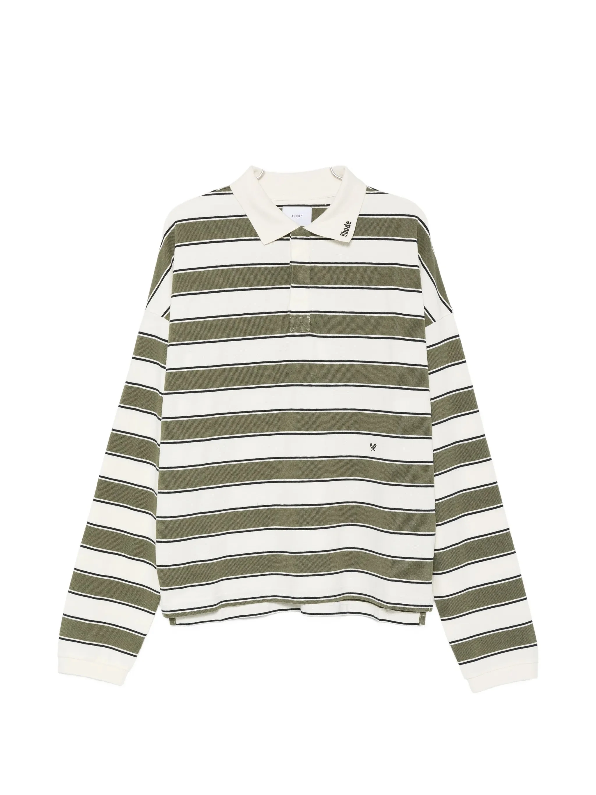 Rhude Horizontal-stripe Long-sleeve Polo Shirt - 1