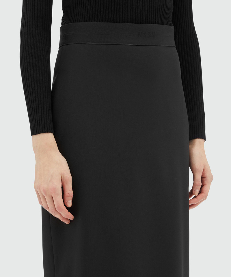 Black wool pencil skirt with slit 5
