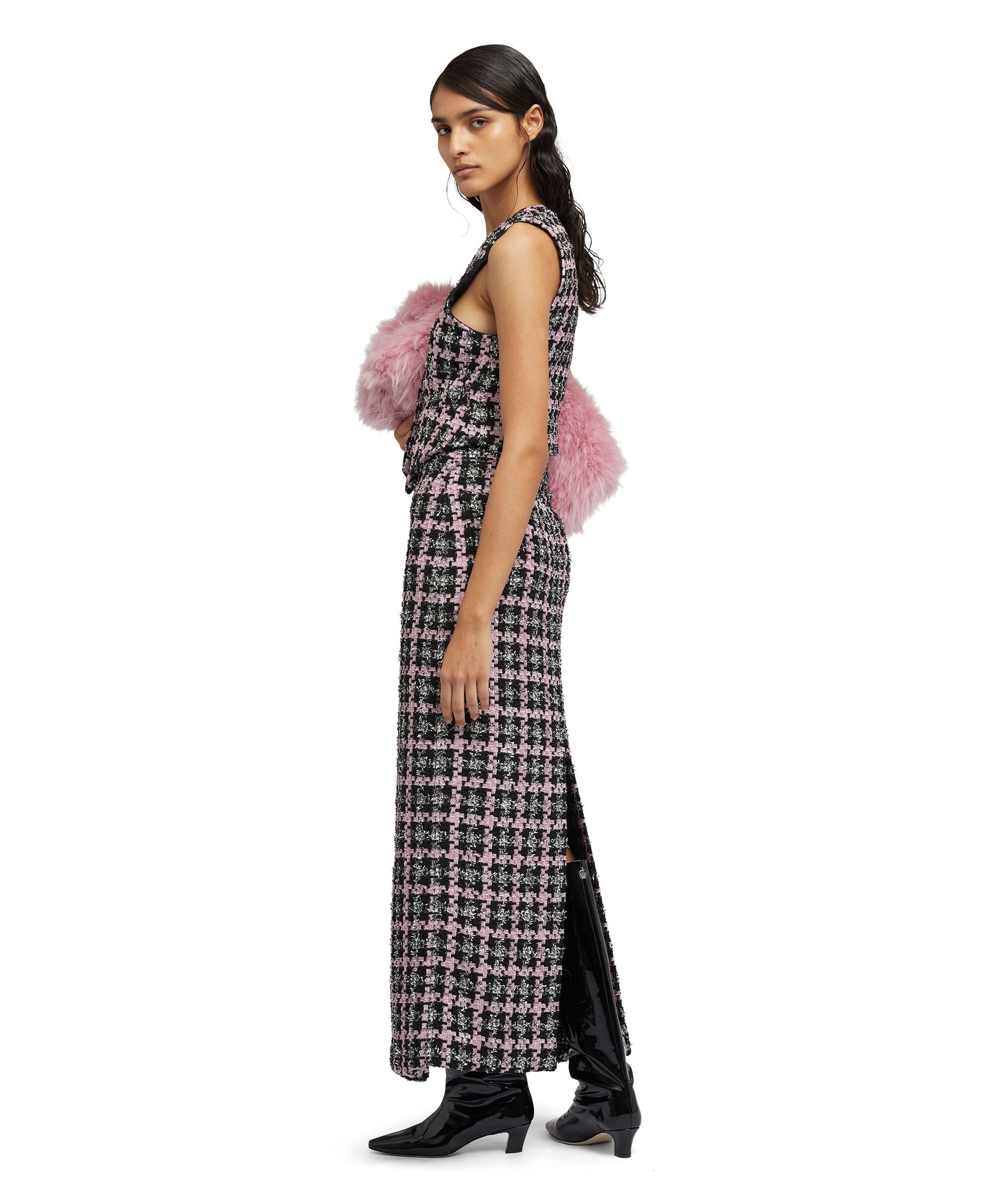 Midi skirt with "Lurex Check Tweed" motif - 5