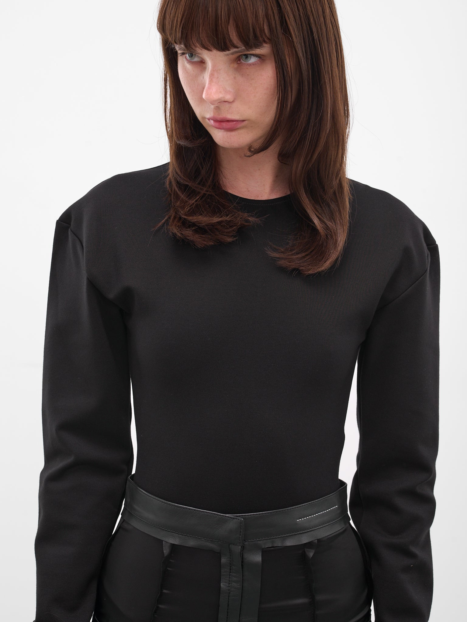 Black Thumbhole Long Sleeves Bodysuit - 4