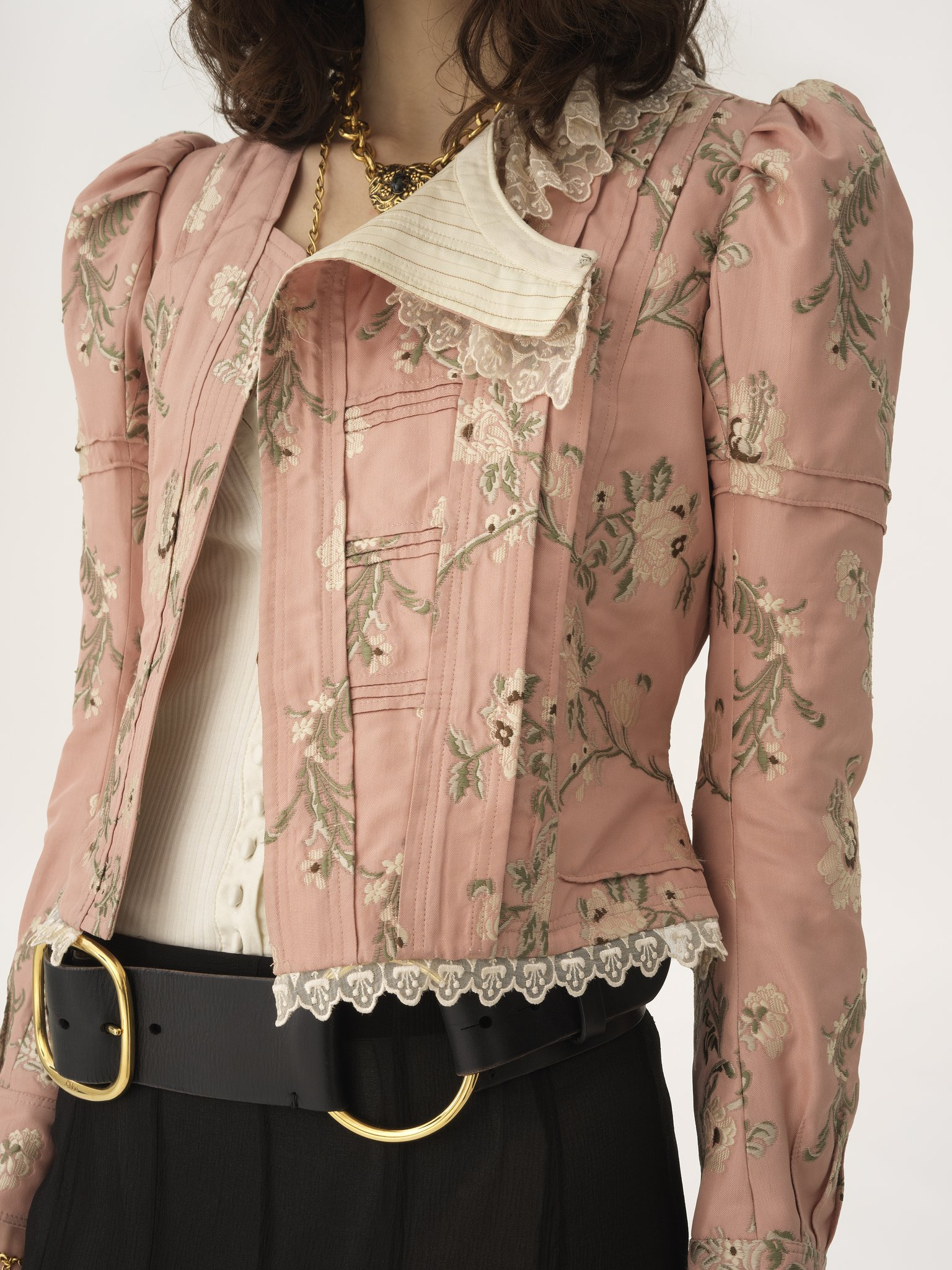 FITTED JACKET IN TAFFETA JACQUARD & LACE - 8
