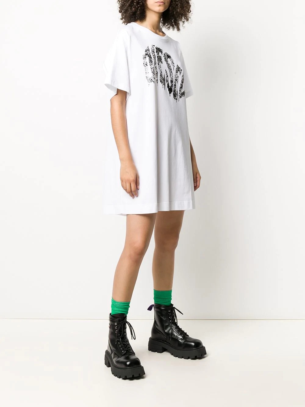 logo print T-shirt dress - 4