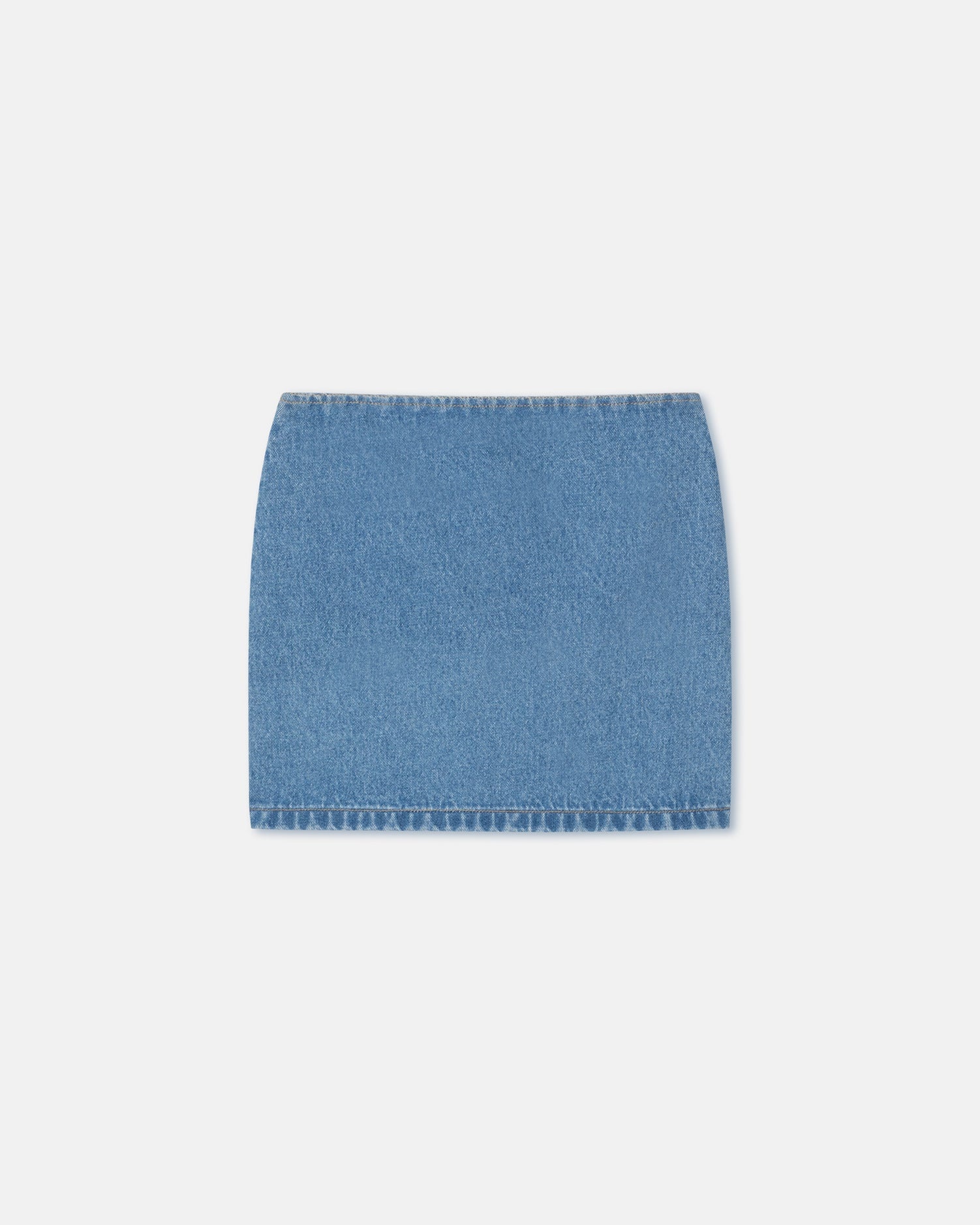 Denim And Regenerated Leather Mini Skirt - 1