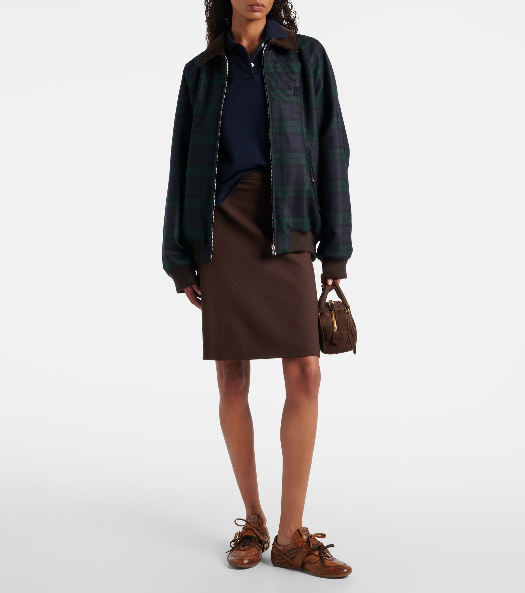 Plaid virgin wool twill blouson jacket - 2