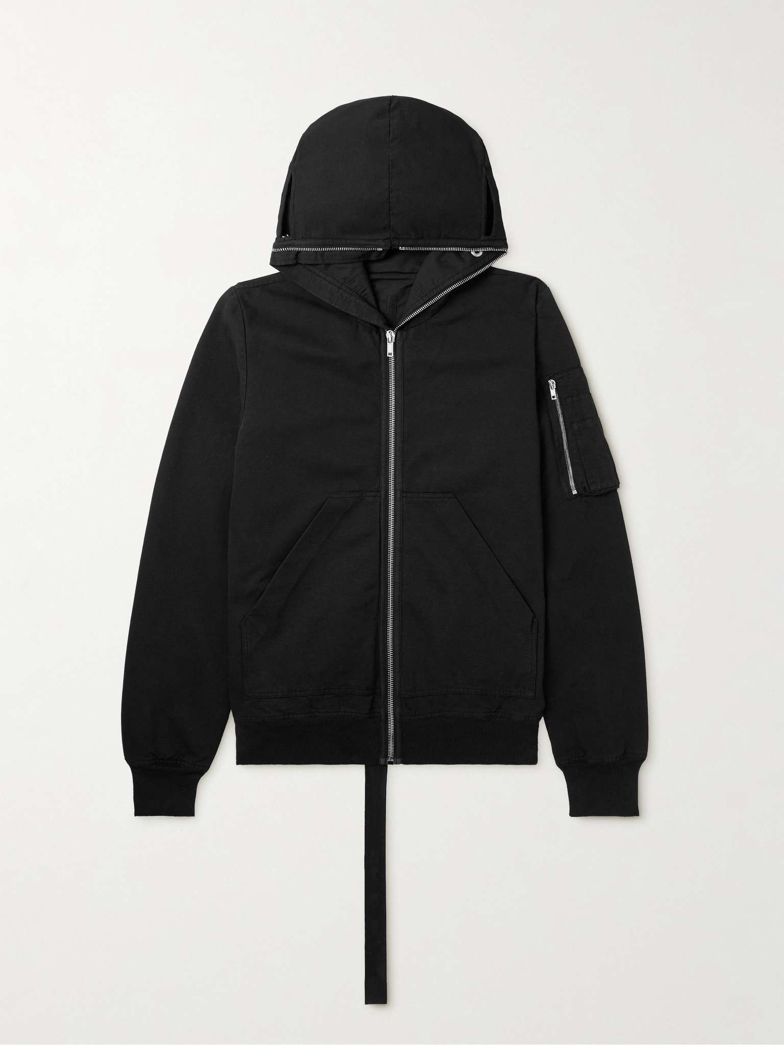 Embellished Cotton-Jersey Zip-Up Hooded Bomber Jacket - 1
