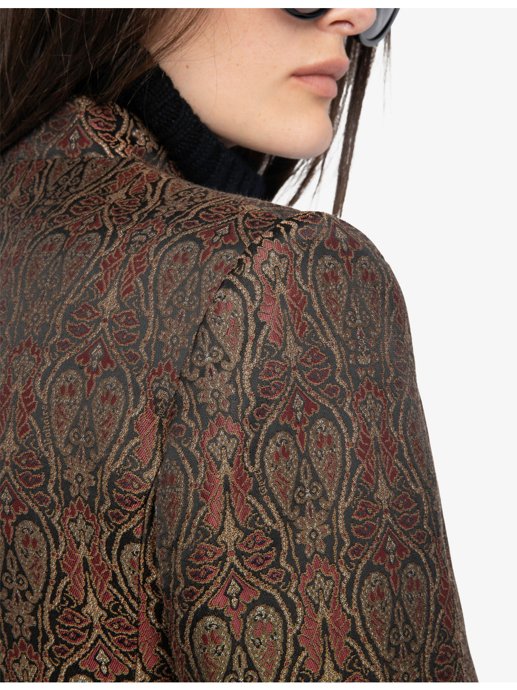 Verysa Stand-Collar Paisley Stretch-Woven Blazer - 5