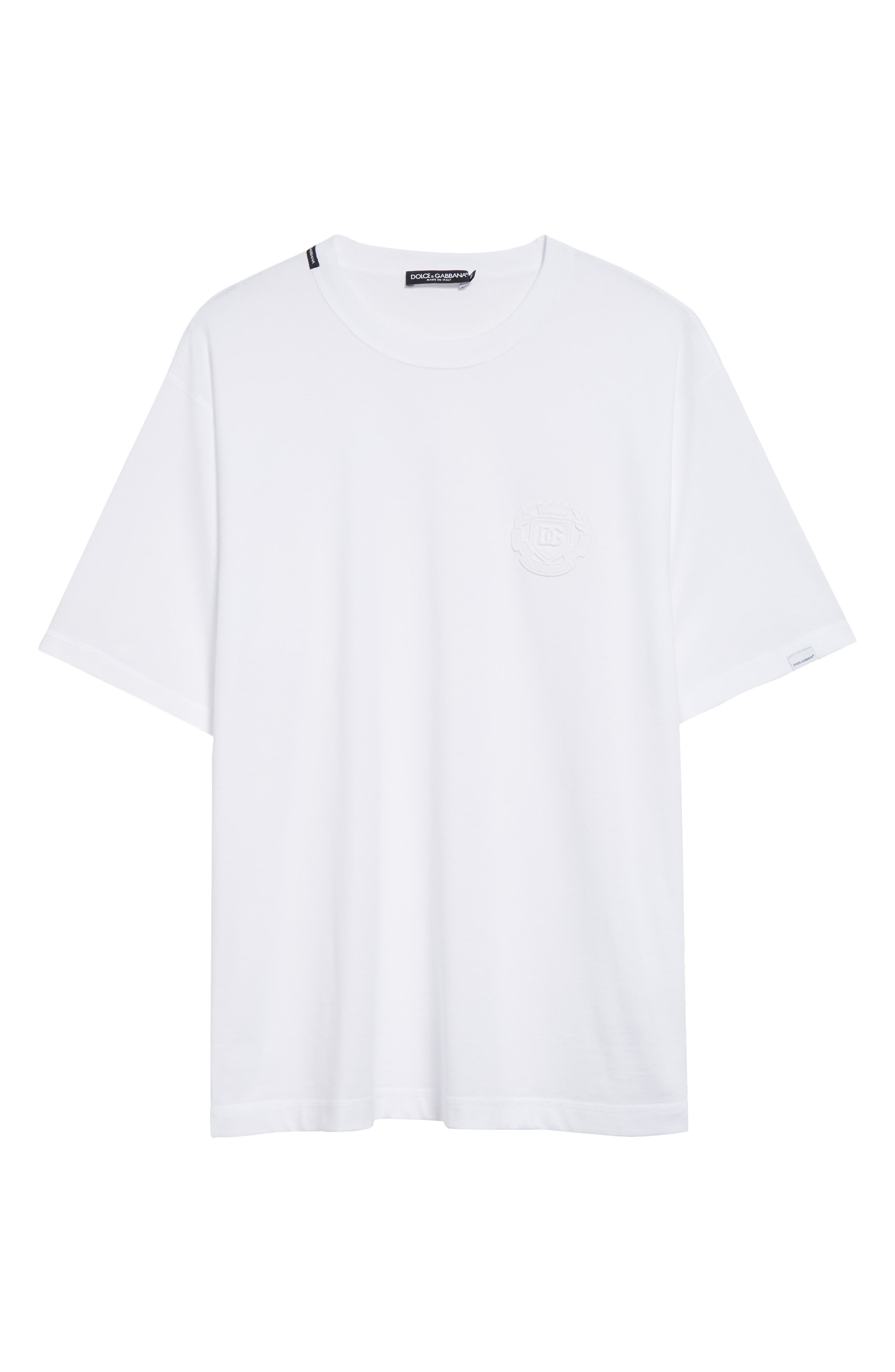 Dolce&Gabbana Logo Crest Cotton Jersey Crewneck T-Shirt in W0800 Bianco Ottico at Nordstrom - 5