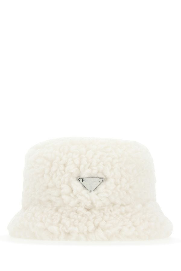 ハット PRADA IVORY ECO SHEARLING HAT Prada Prada Woman Ivory Eco Shearling Hat | luosophy