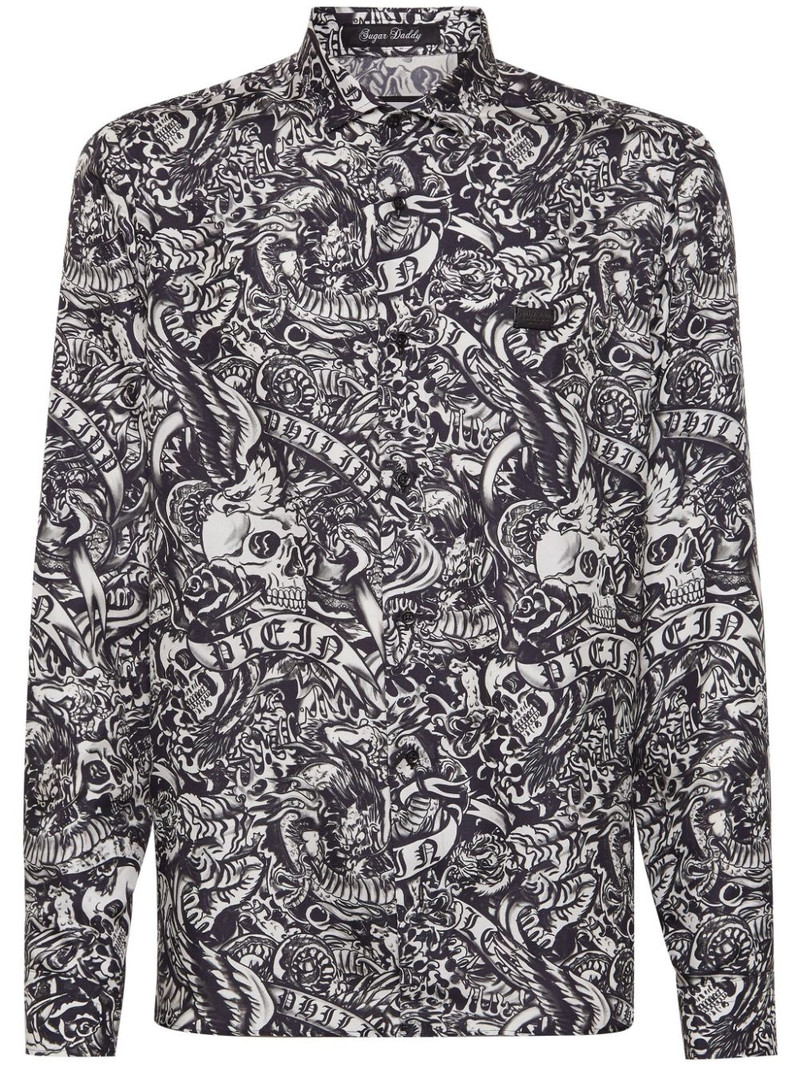 tattoo-print silk shirt 1