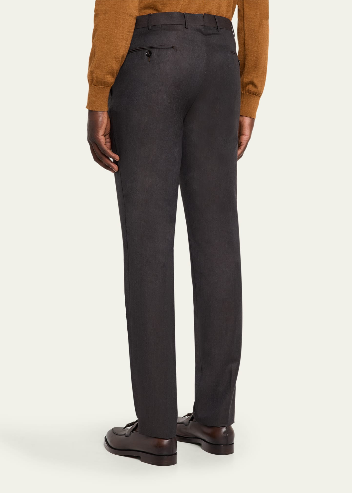 Men's Trofeo Wool Straight Fit Flat-Front Pants - 3