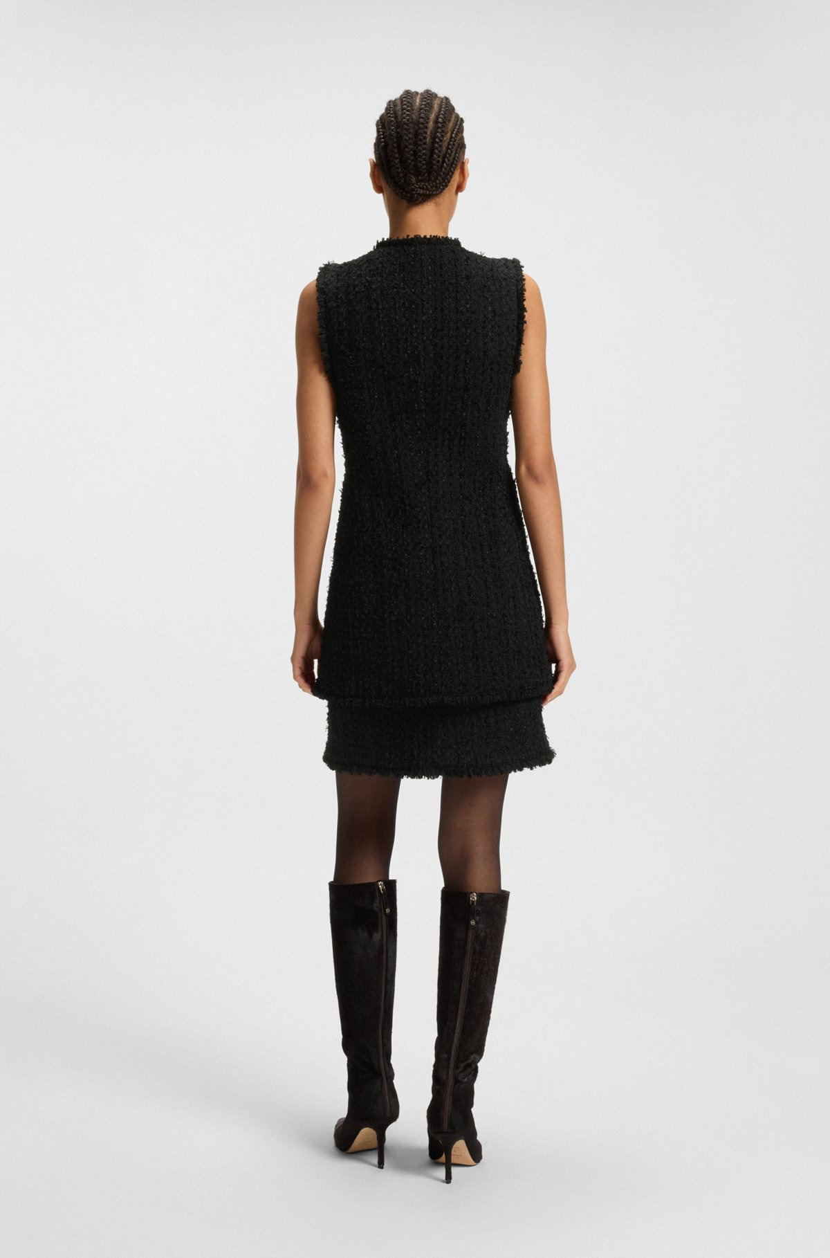 SLEEVELESS REGULAR-FIT BLAZER IN VELVET TWEED - 4