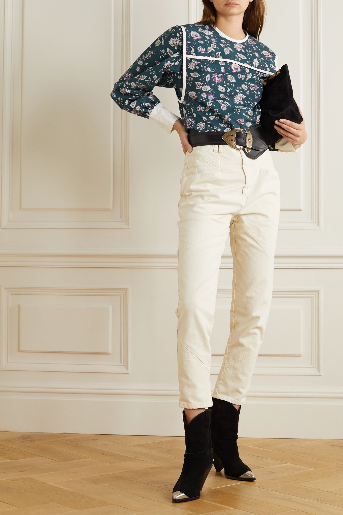 Casey silk-trimmed floral-print cotton blouse - 2