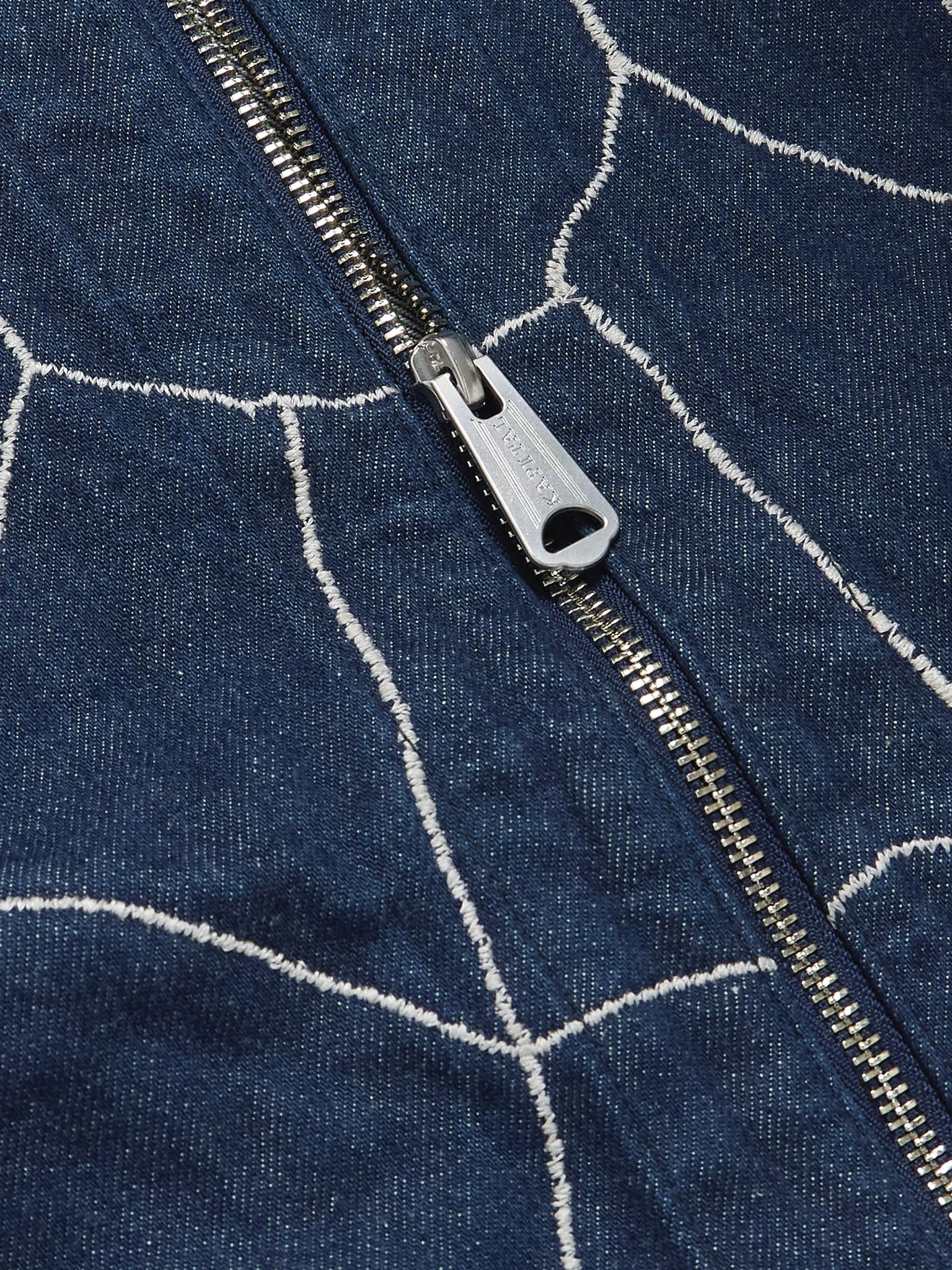 Thunderbird Embroidered Denim Blouson Jacket Blue - 4