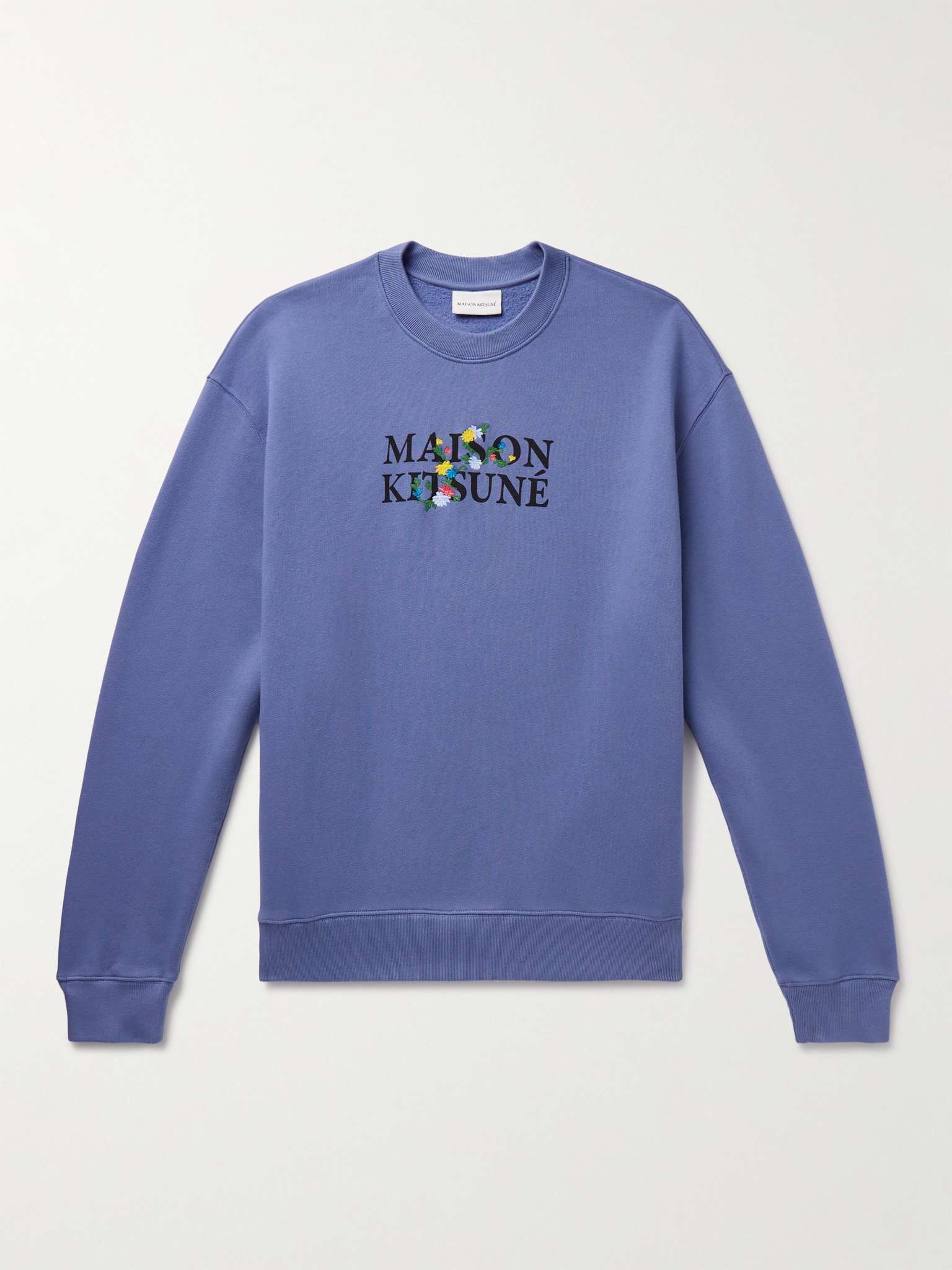 Logo-Print Embroidered Cotton-Jersey Sweatshirt - 1