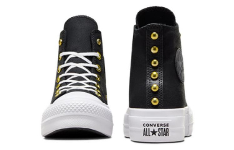 Converse (WMNS) Converse Chuck Taylor All Star Lift Platform Star Studded 'Black White Gold' A05453C outlook
