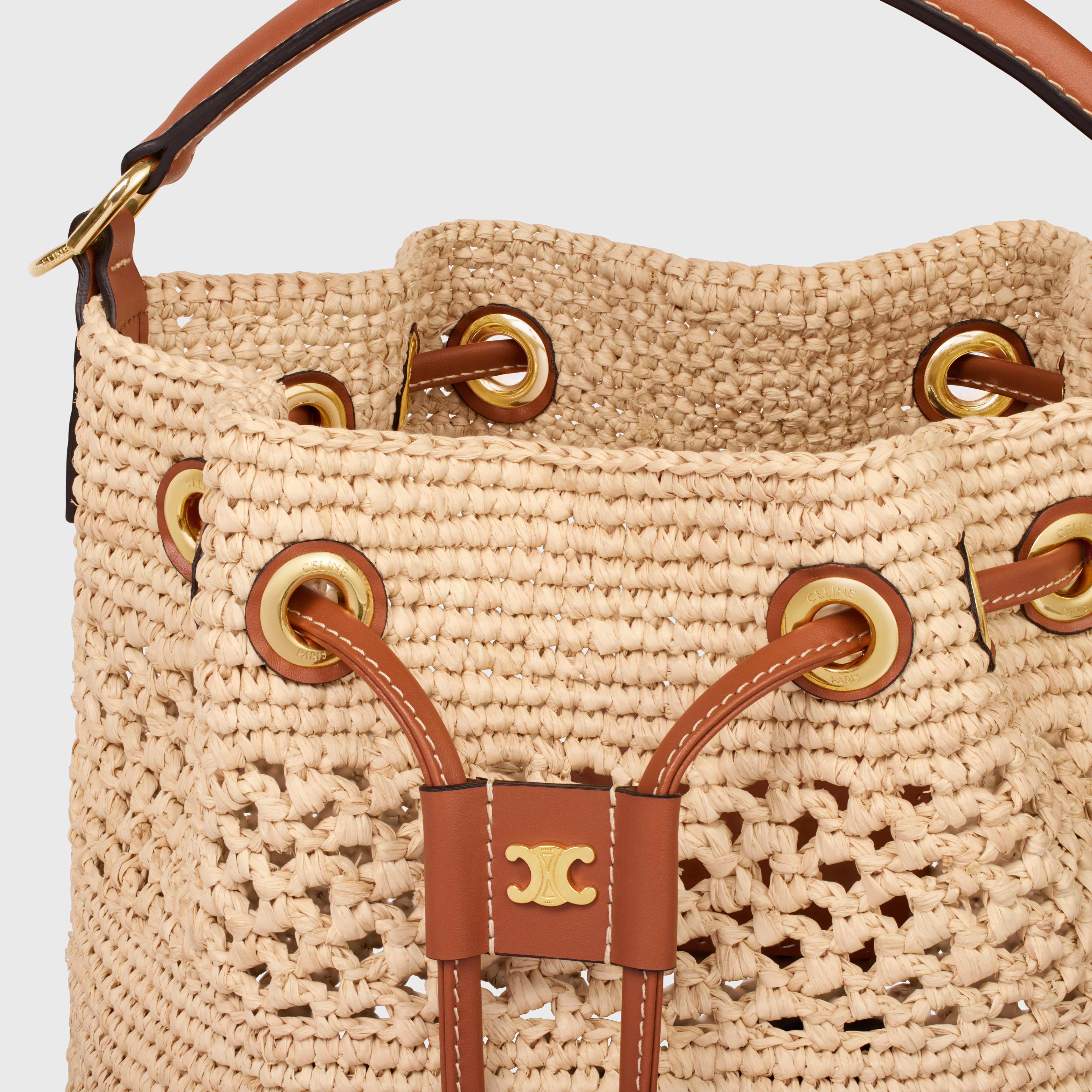 CLARA CELINE CLASSIC PANIER in RAFFIA AND CALFSKIN - 5
