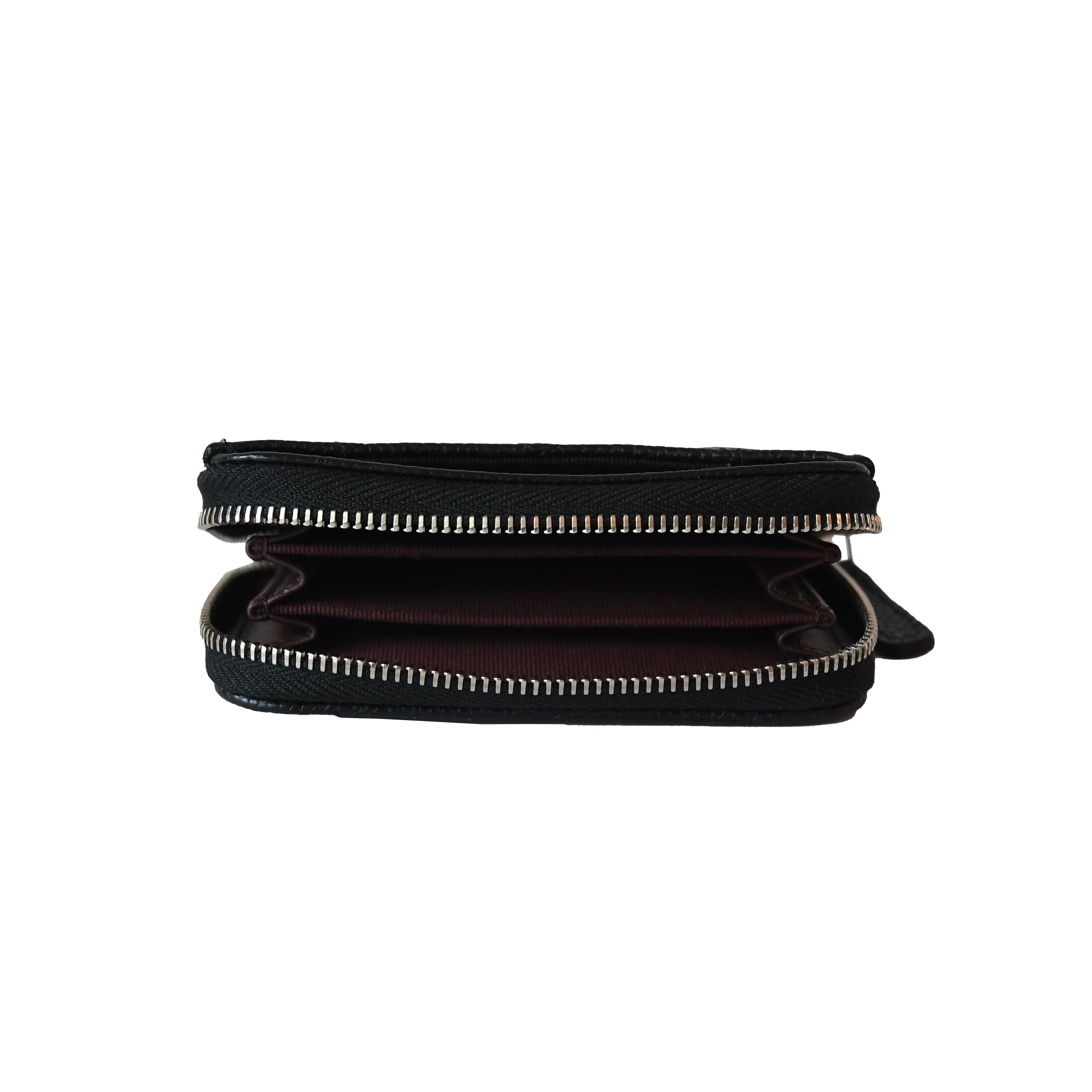 Chanel CC Caviar Quilted Zip Coin Purse Black Silver - 3