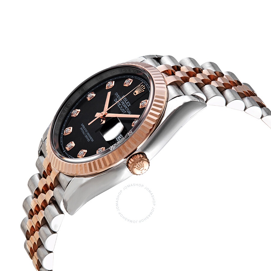 Rolex Datejust 36 Black Diamond Dial Automatic Men's Steel and 18kt Everose Gold Jubilee Watch 12623 - 2
