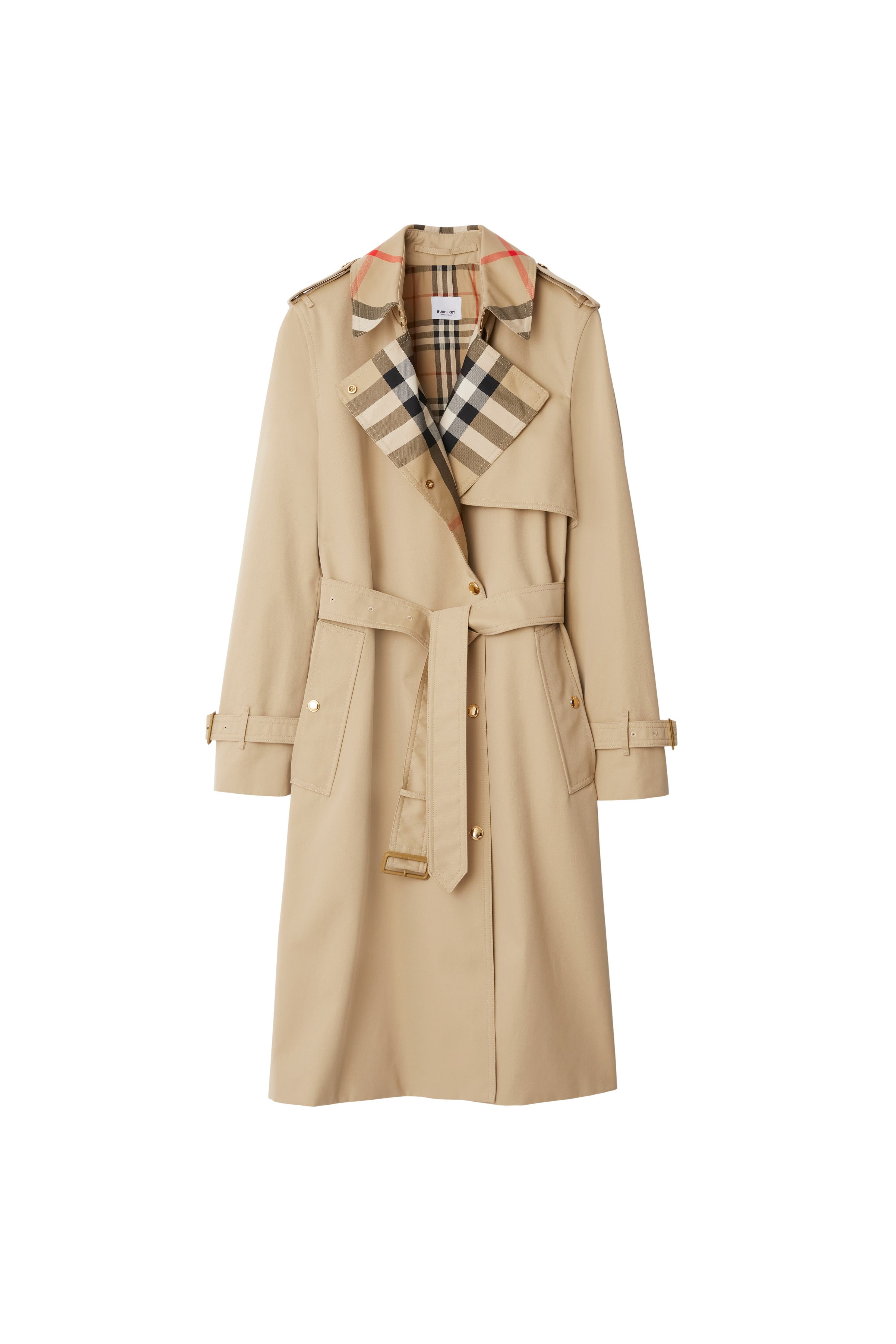 burberry Long Check Collar Gabardine Trench Coat in Honey at Nordstrom - 2