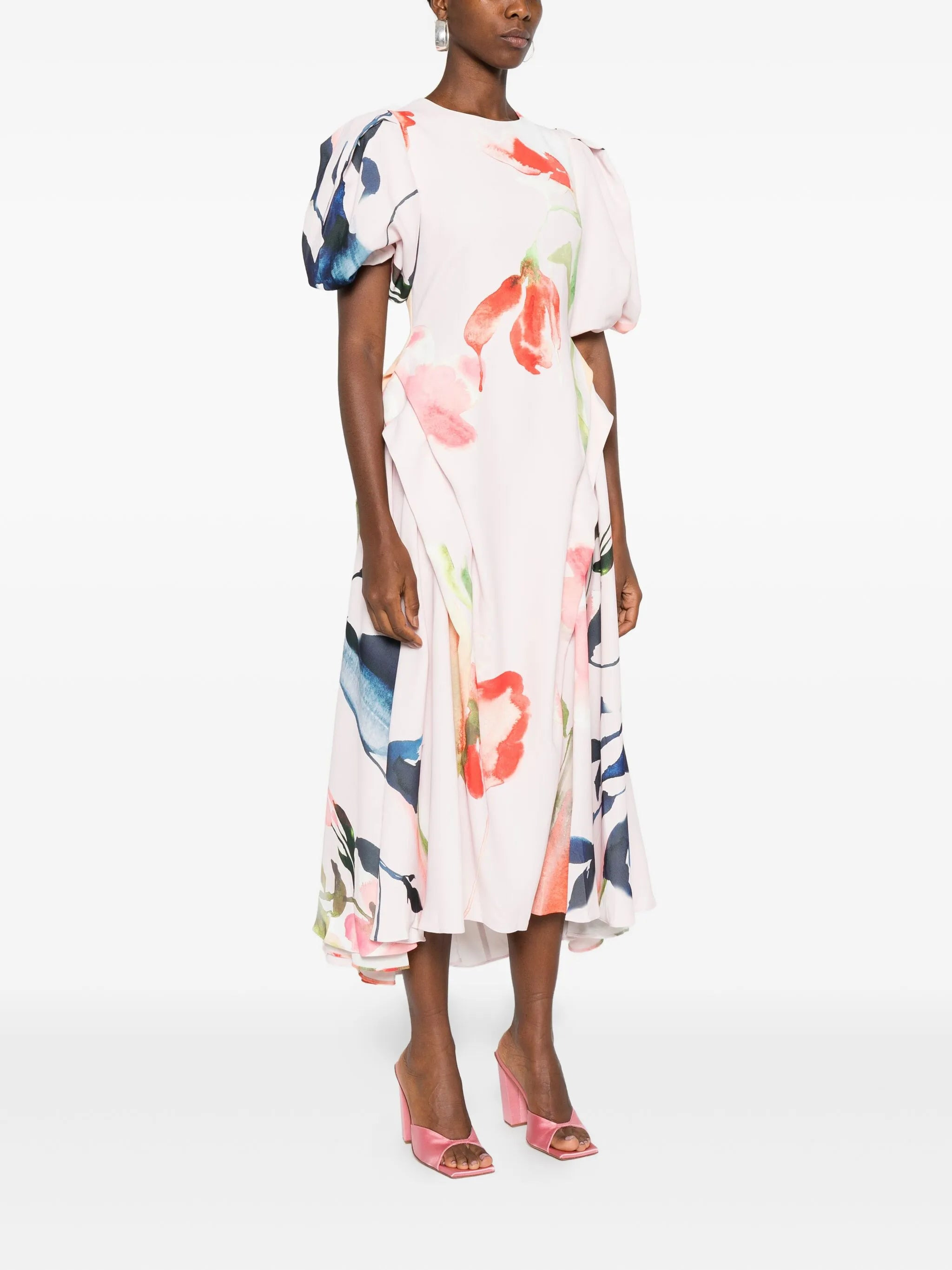Stine Goya Puff-sleeve Floral-print Midi Dress - 4