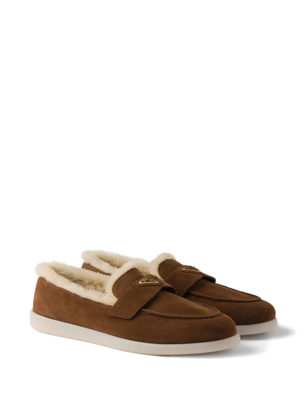 triangle-logo shearling loafers - 2