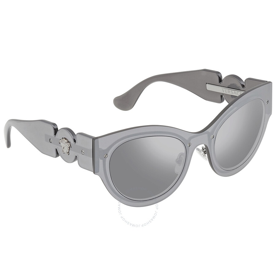 Versace Light Grey Mirrored Silver Cat Eye Ladies Sunglasses VE2234 10016G 53 - 2