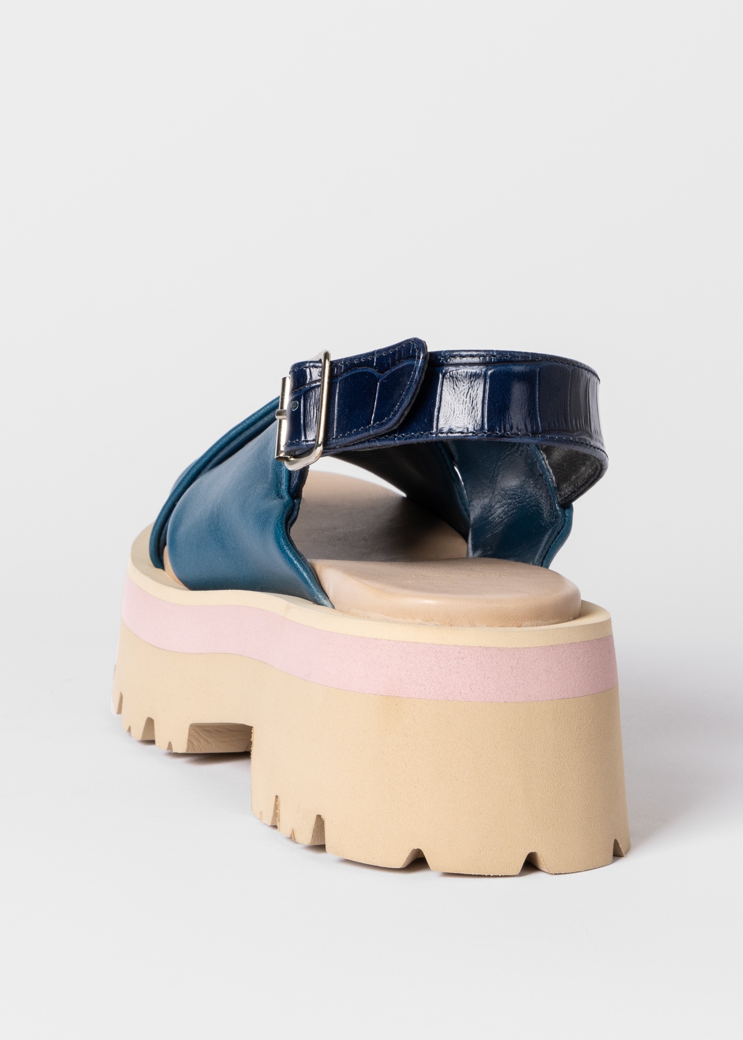 Women's Blue 'Logan' Leather Platform Sandals - 5