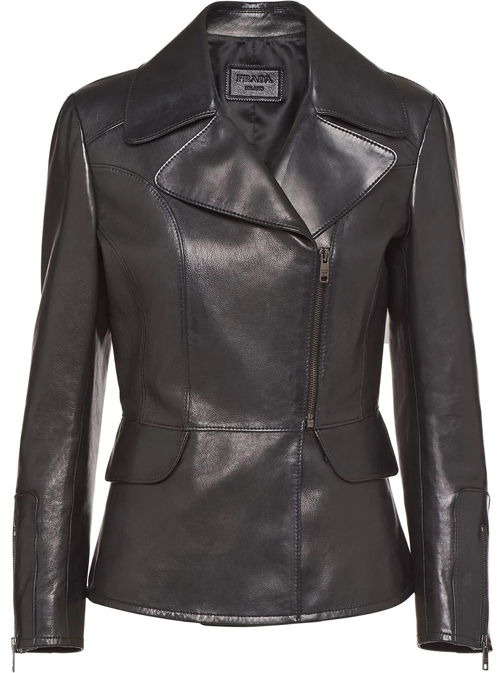 zip-front leather jacket - 1