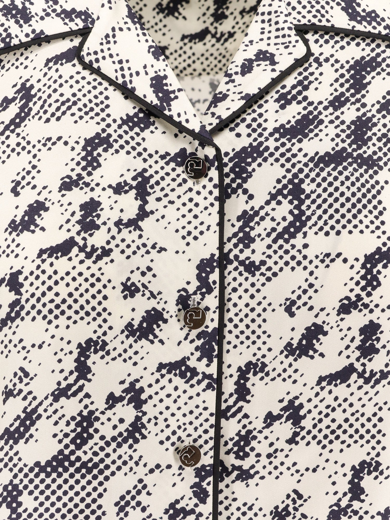 TORY BURCH - Tory Burch Silk Shirt With Pixelated Logo Print - 3