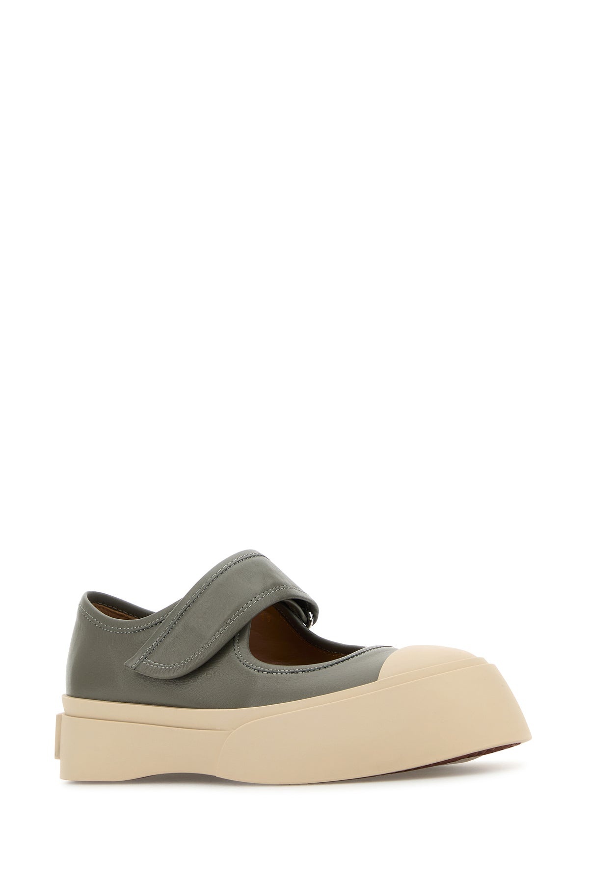 Grey leather Mary Jane sneakers - 2