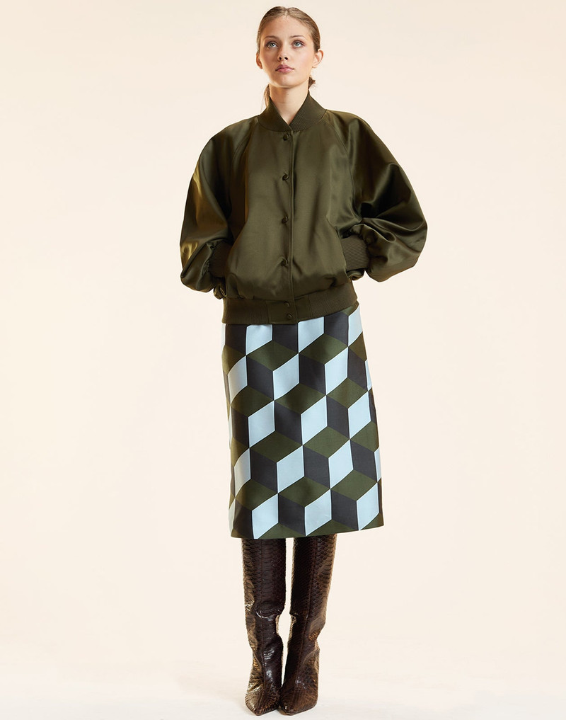 Art Deco Silk Wool Midi Skirt 1