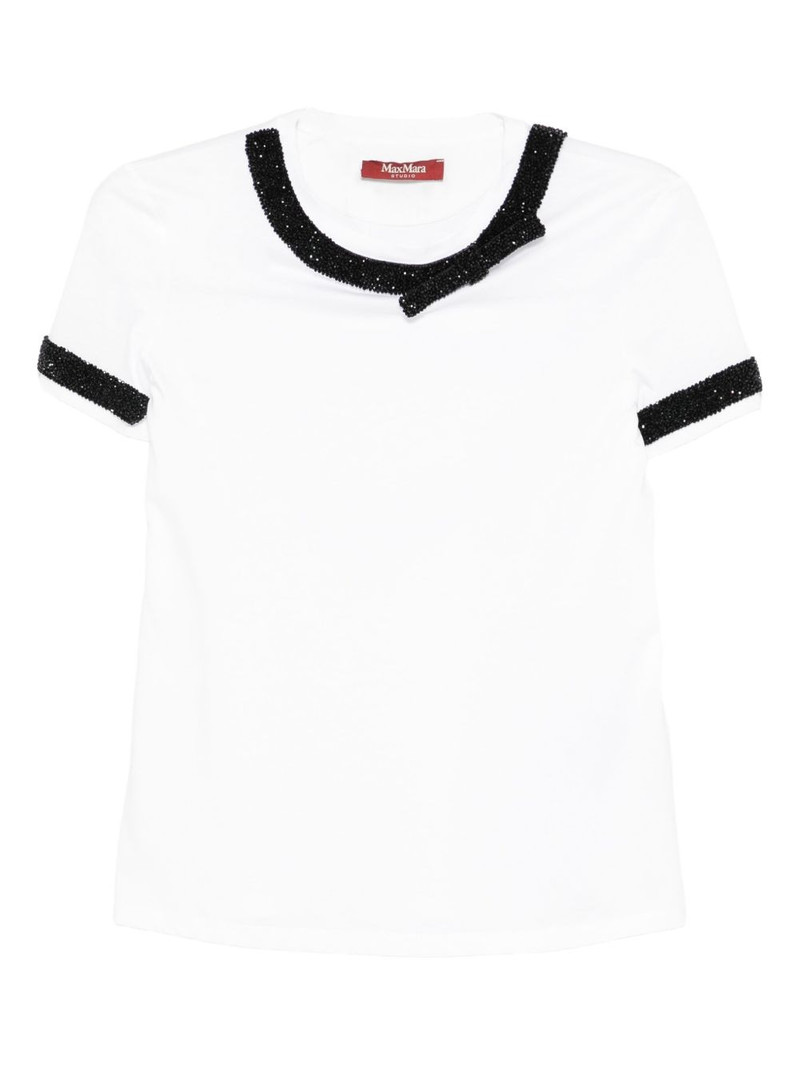 embellished-neckline cotton T-shirt 1