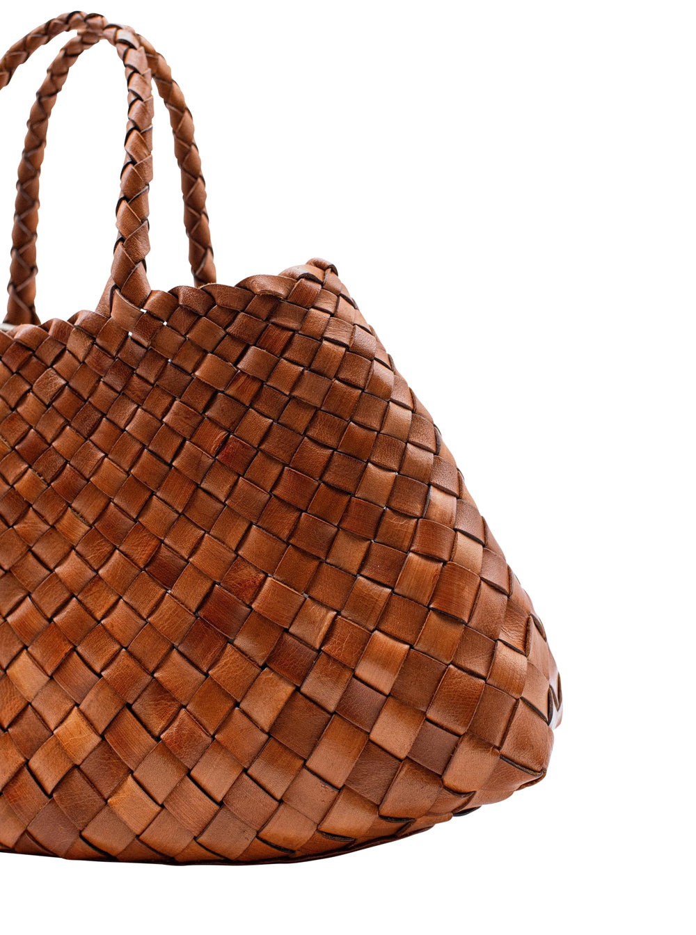 Dragon Diffusion Women 'Santa Croce' Brown Handbag With Two Top Handles And Interwoven Design In Lea - 5