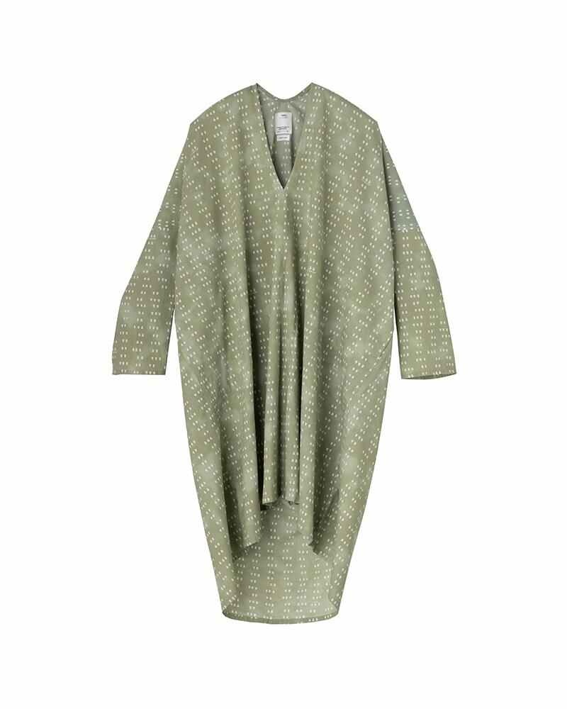 RUANA KHADI DRESS L/S IRIS GREEN - 1