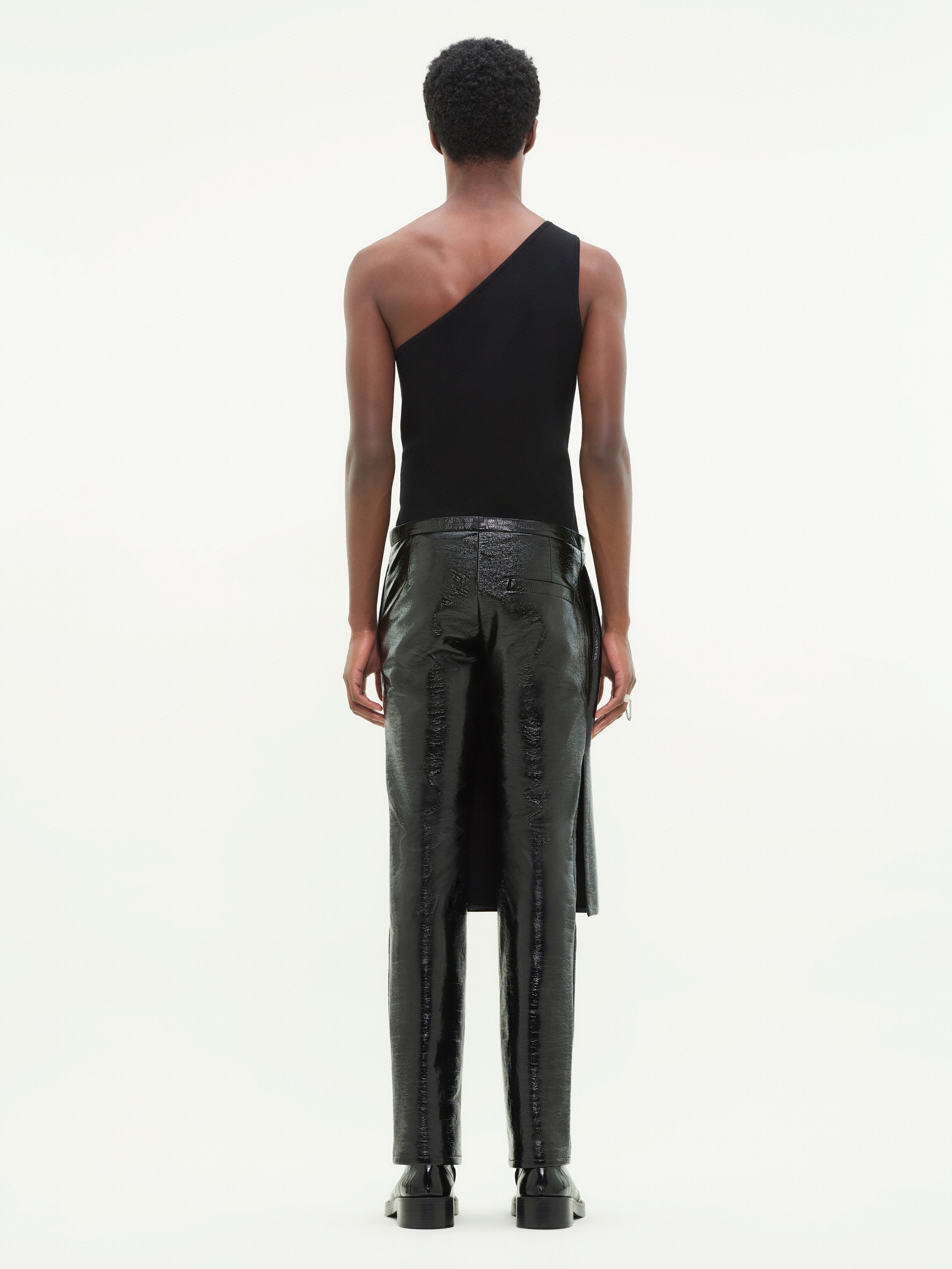 OVERSKIRT VINYL TAILORED PANTS - 4
