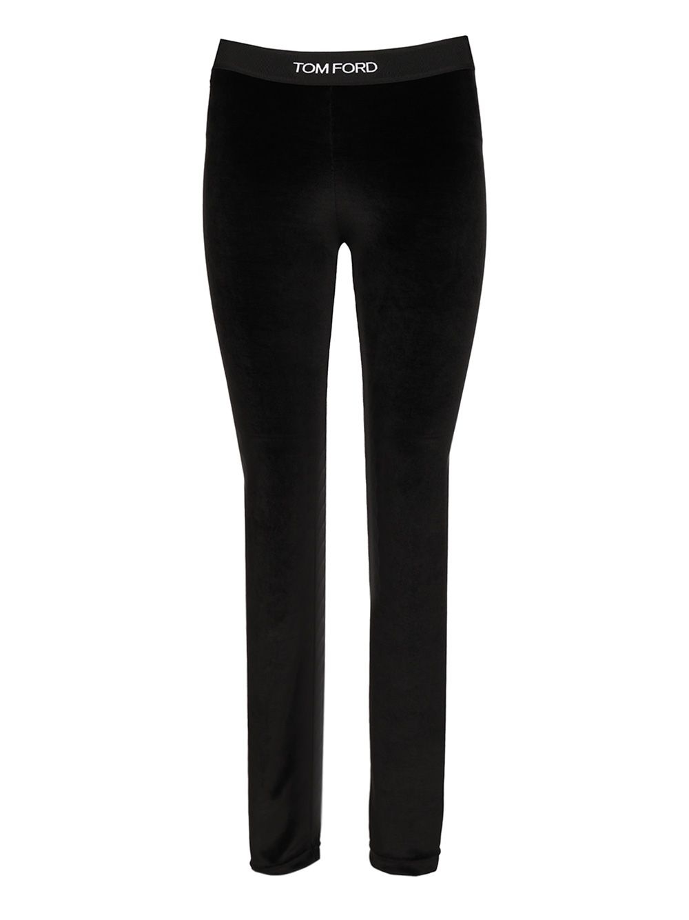 Stretch Lustrous Velour Signature Leggings Trousers Black - 1