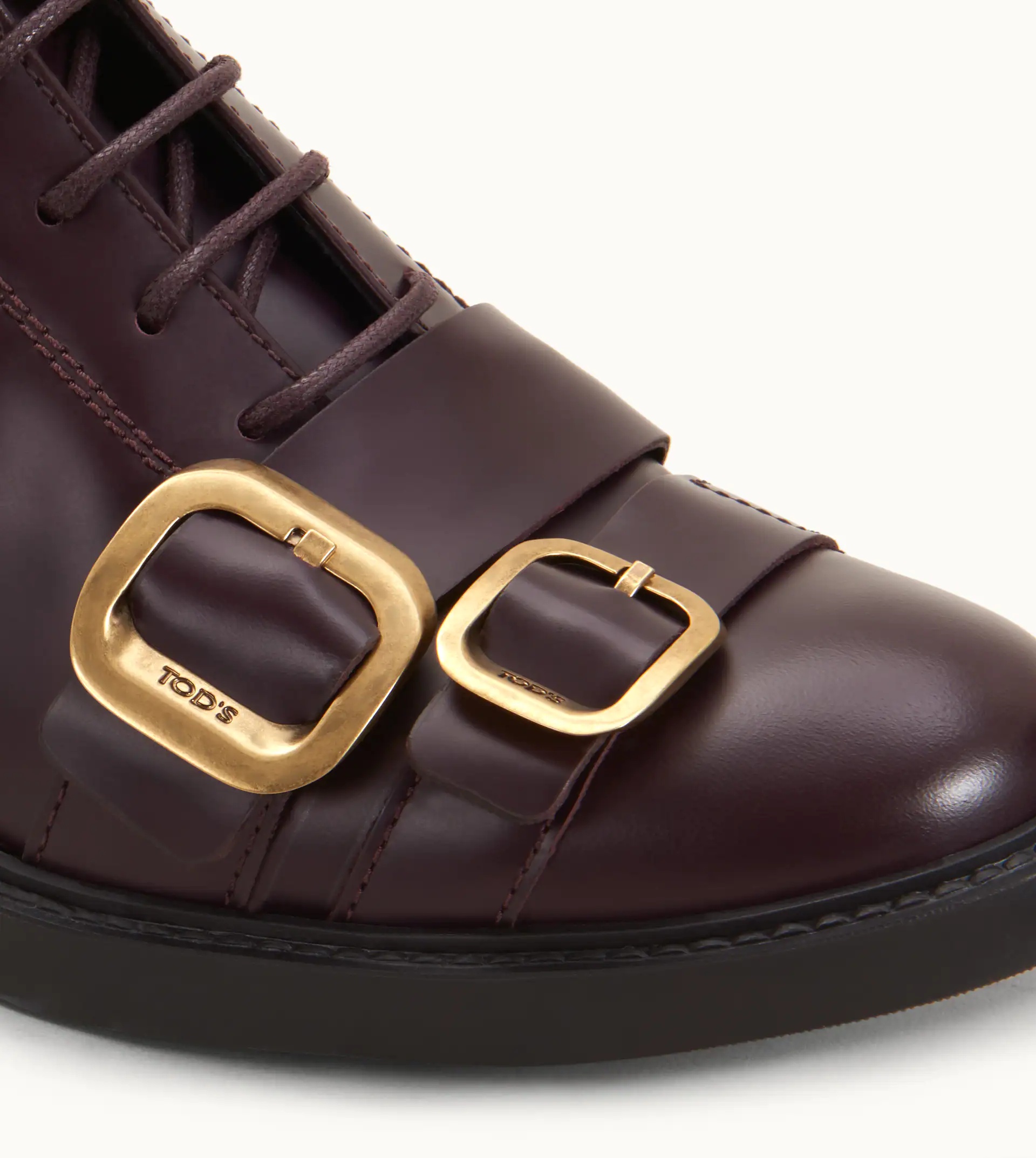 ANKLE BOOTS IN LEATHER - BURGUNDY - 7