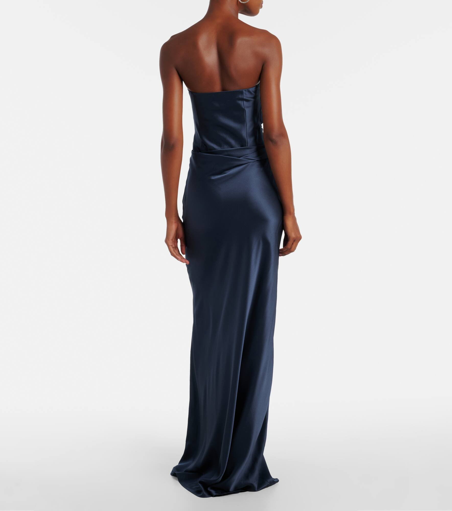 Ruched strapless silk satin corset dress - 3