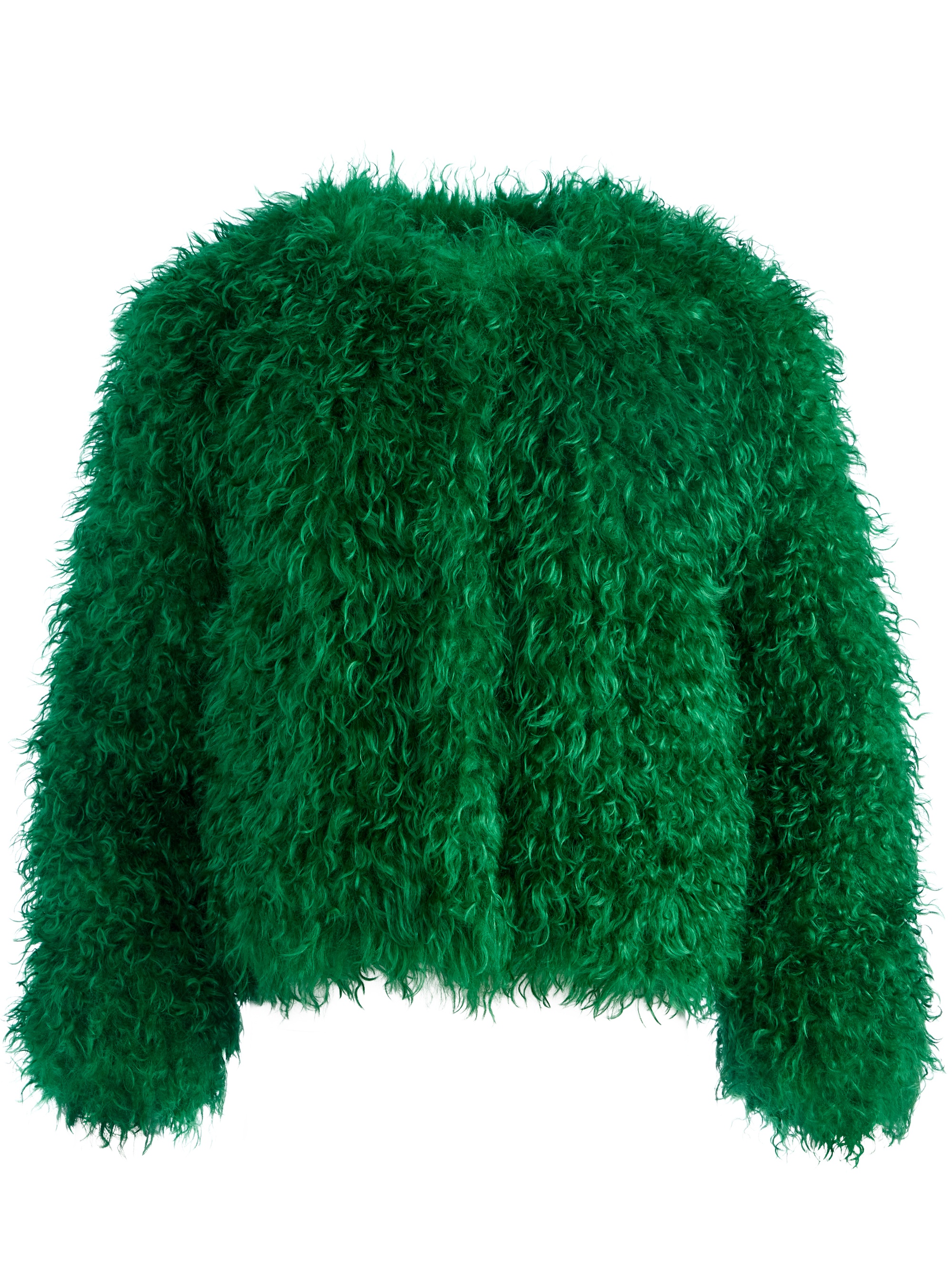 JERRIE COLLARLESS FAUX FUR COAT - 1