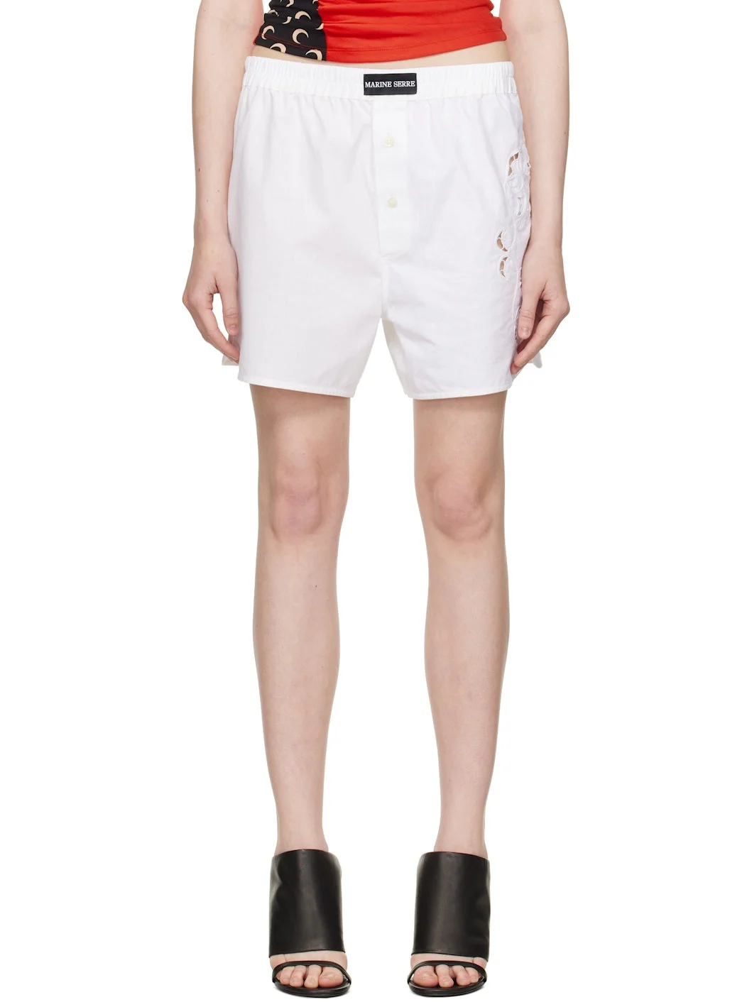 White Regenerated Household Linen Shorts - 1
