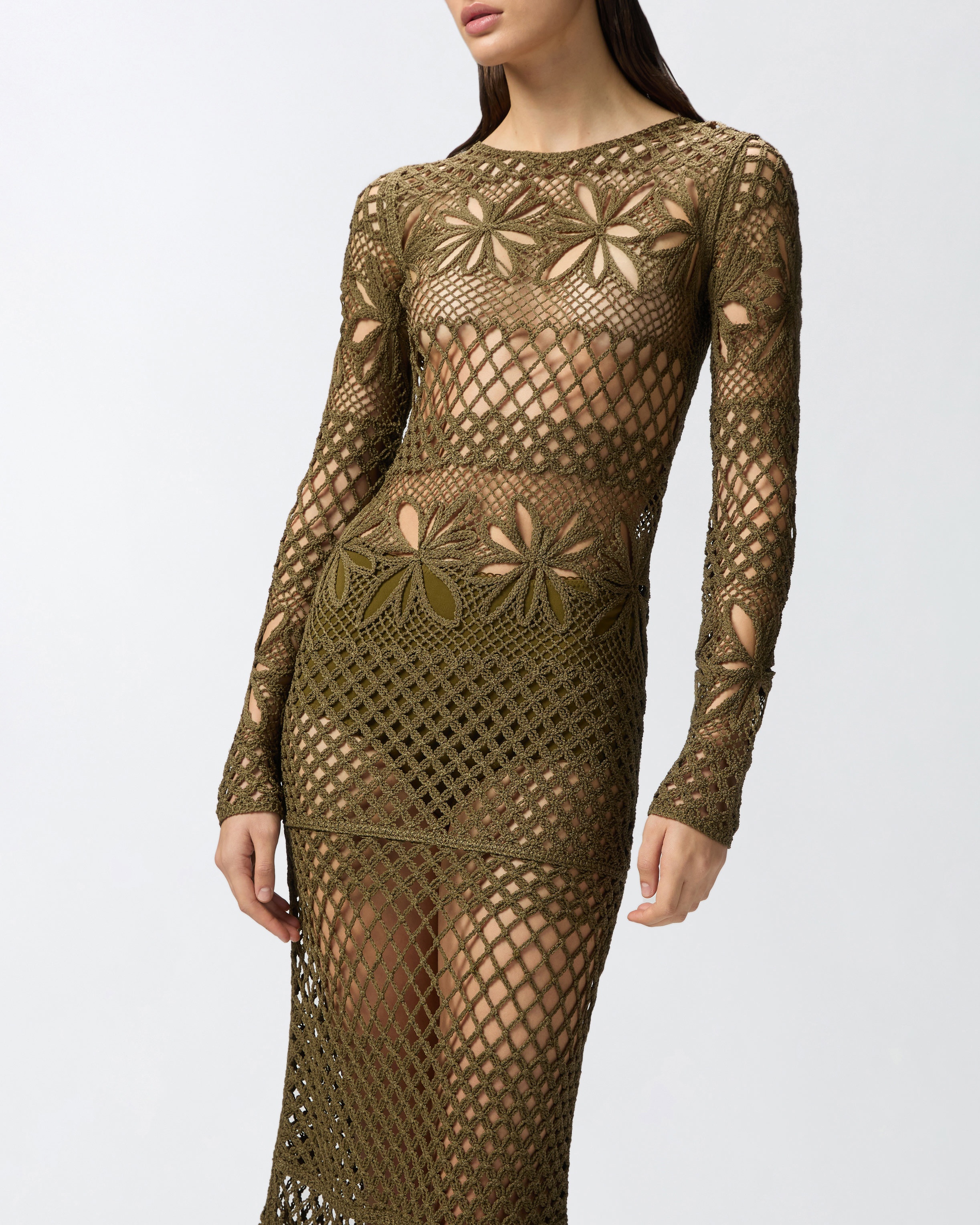 LONG OPENWORK CROCHET DRESS - 5
