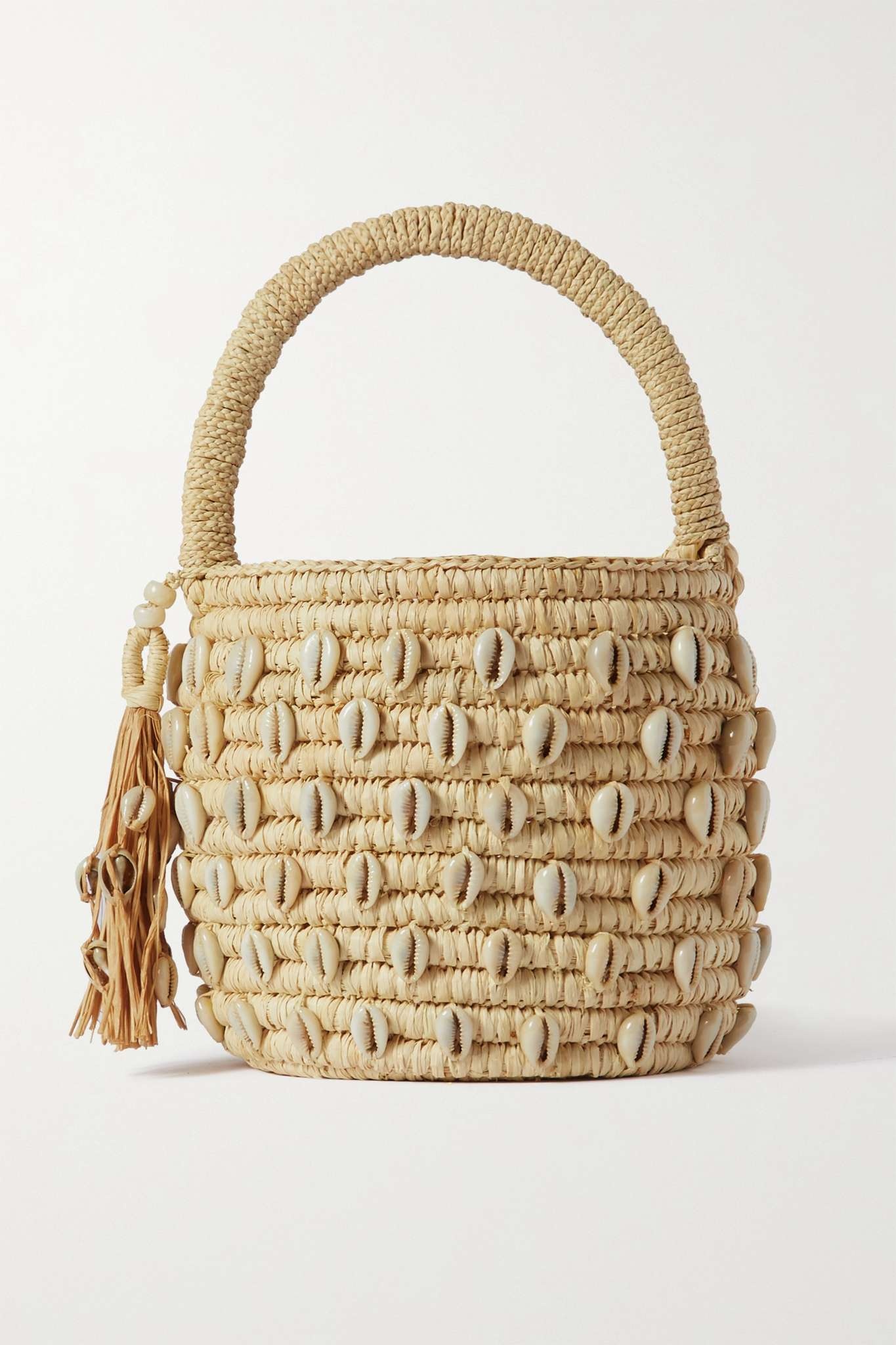 Irie shell-embellished woven straw tote - 1