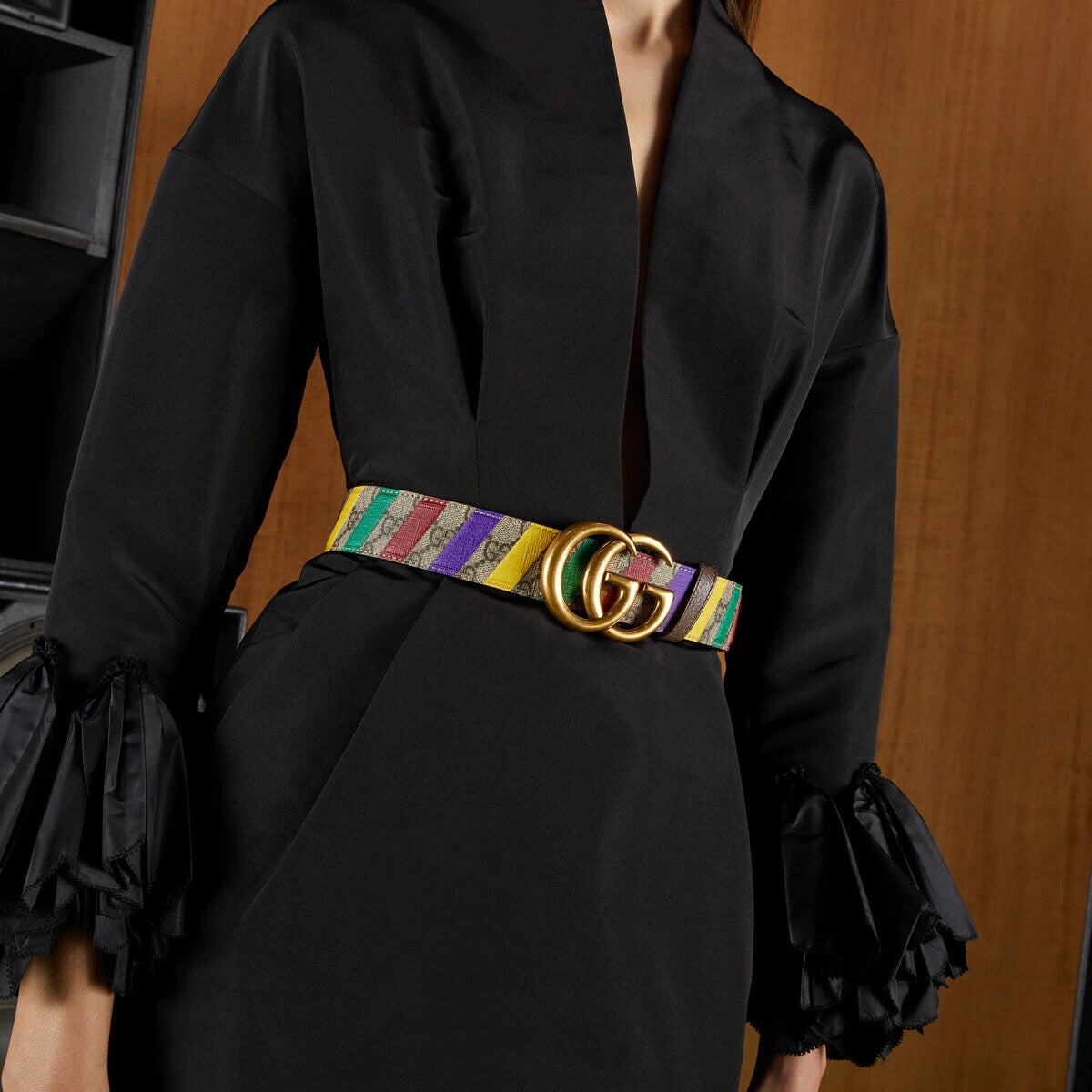 Gucci Double G Striped Wide Belt - 3