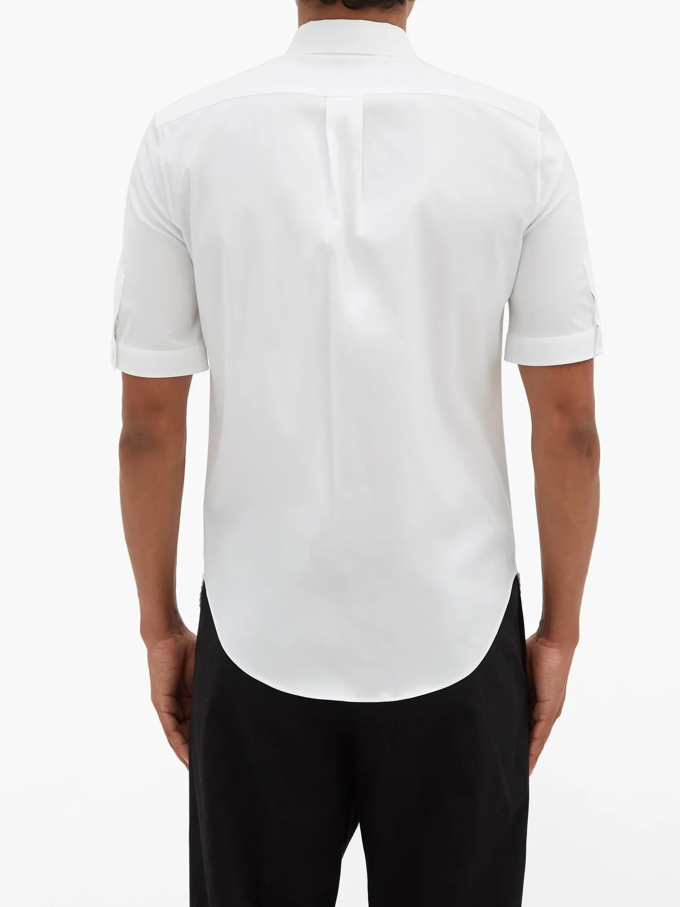 Short-sleeved cotton-blend poplin shirt - 5