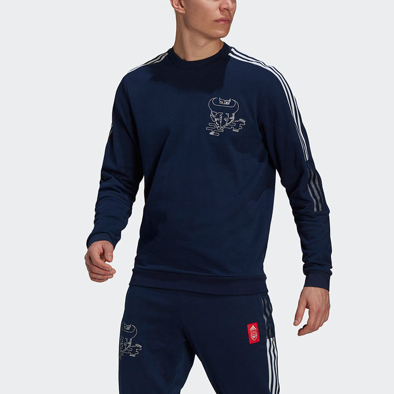 adidas adidas Afc Cny Cr Swt Series Soccer/Football Sports Embroidered Pattern Round Neck Pullover Navy Blu outlook