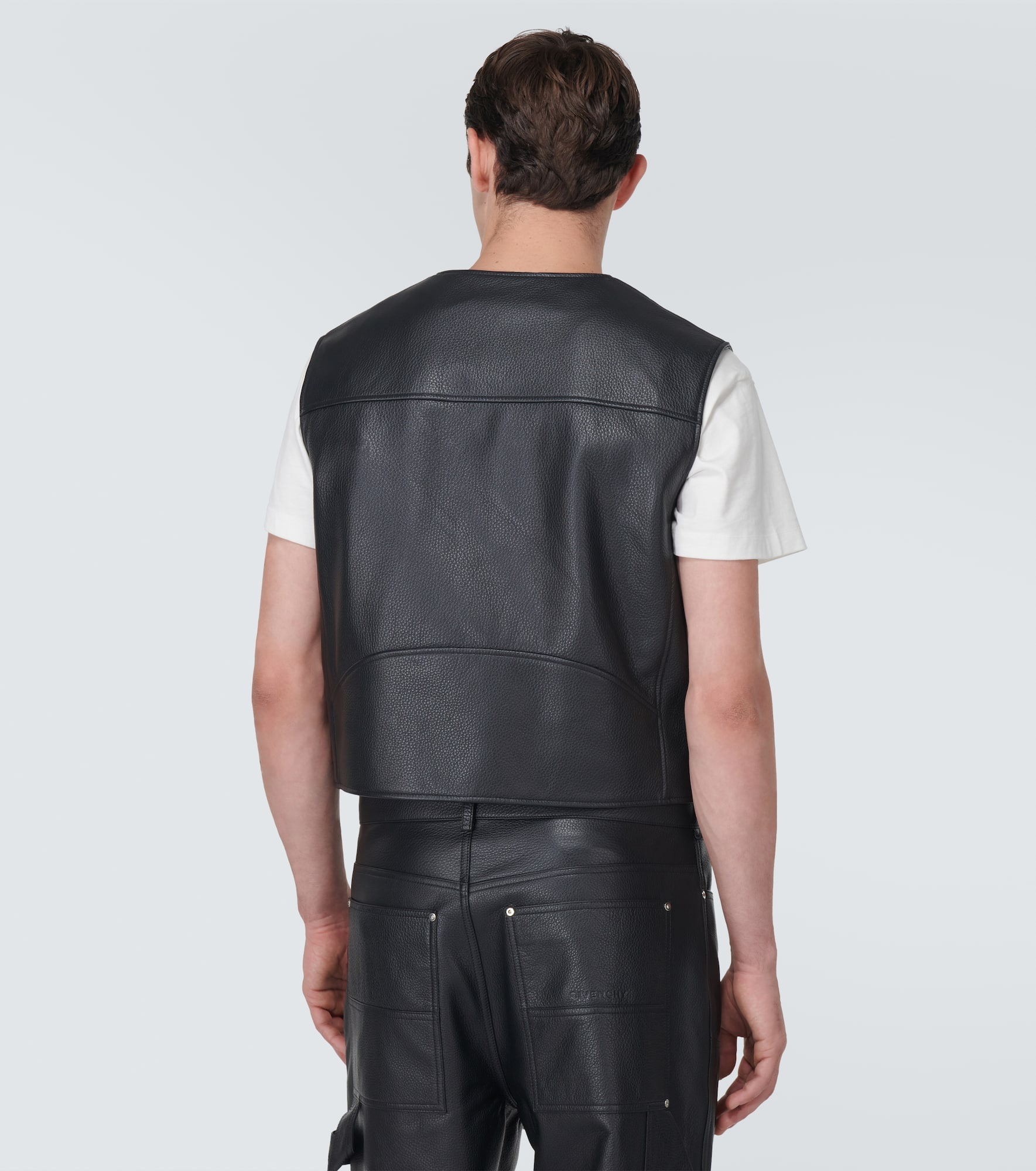 Logo leather vest - 4