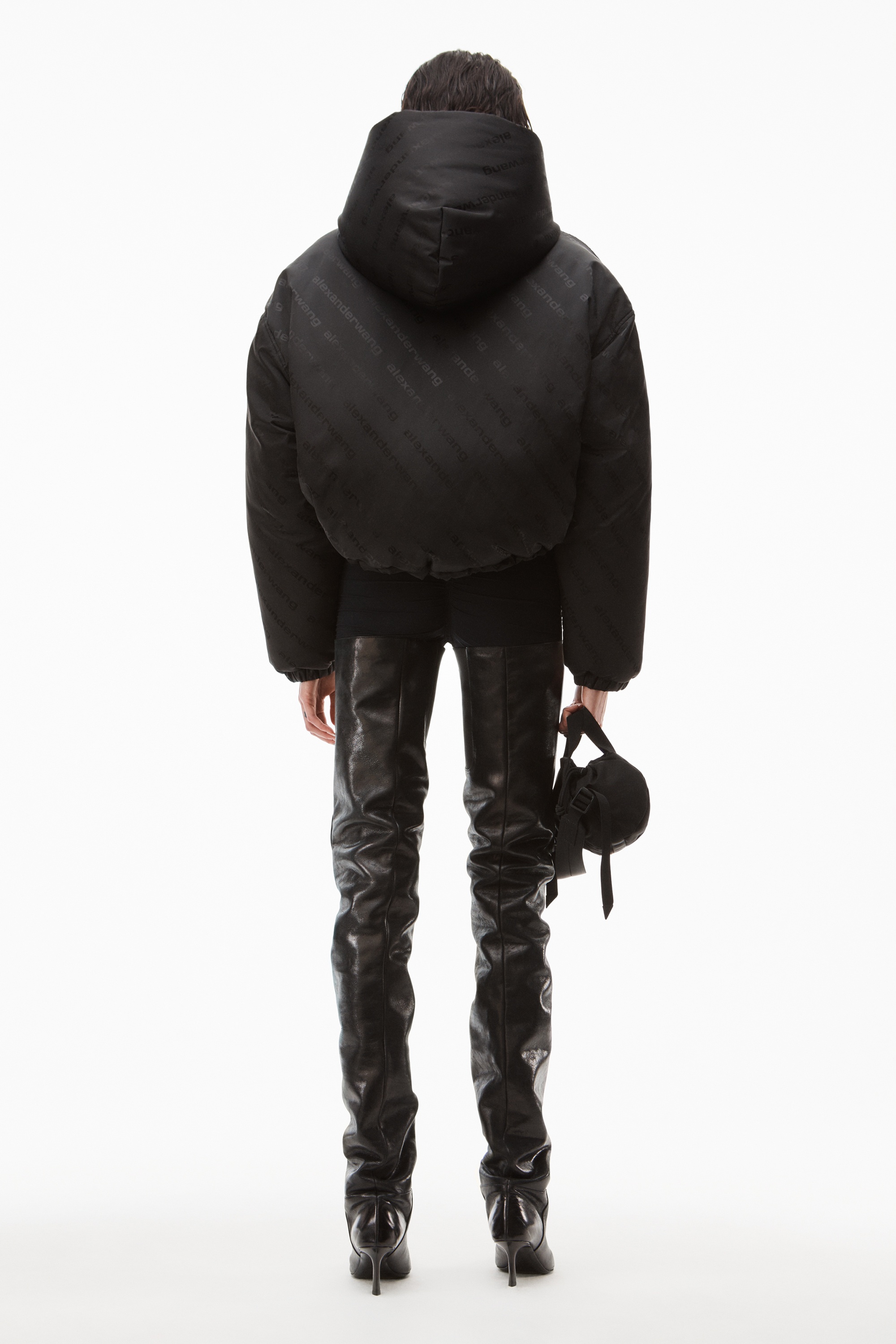 CROP PUFFER IN LOGO JACQUARD NYLON - 5